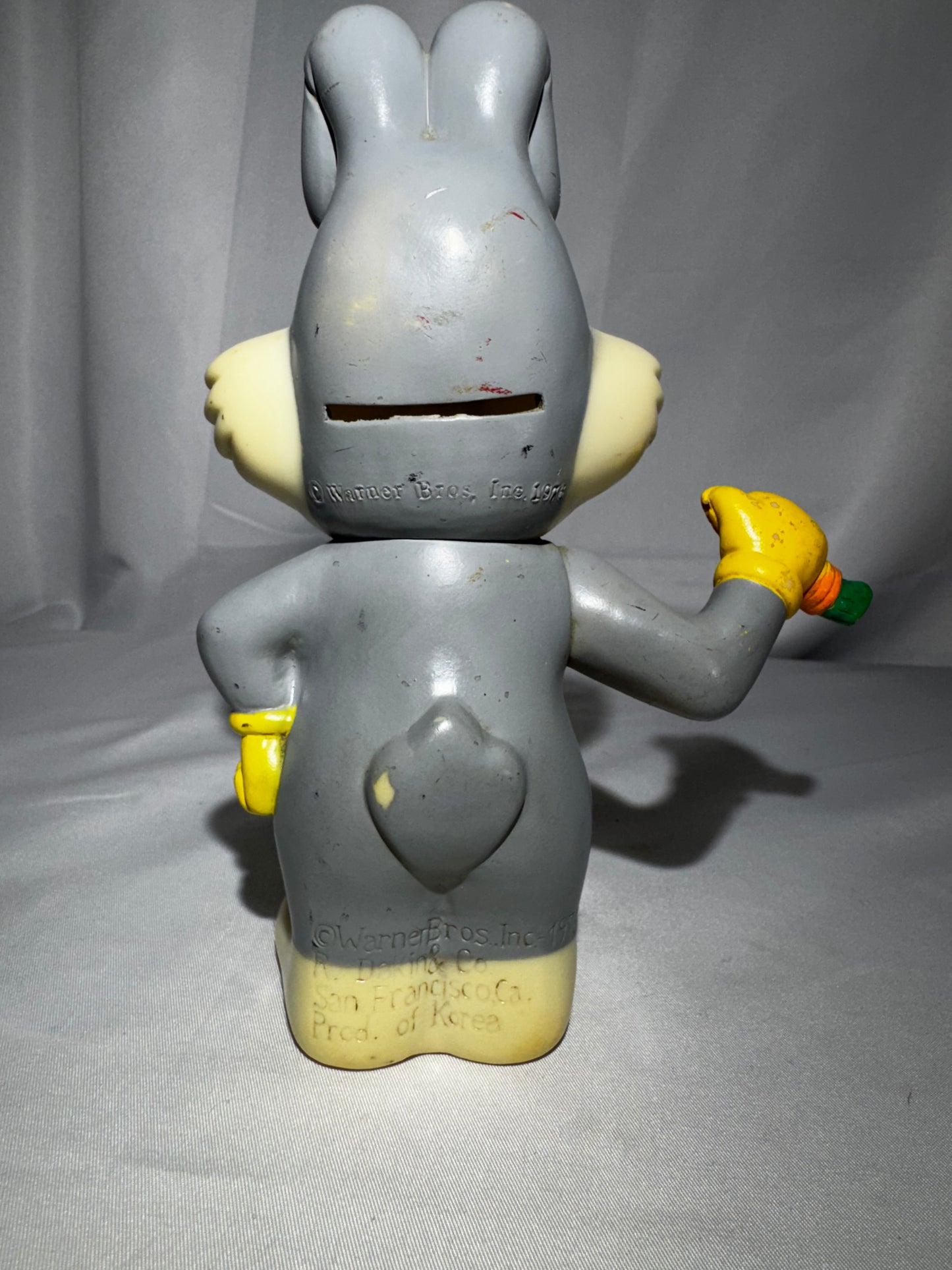 1976 R. Dakin Bugs Bunny Vinyl Coin Bank 7” Vintage Looney Tunes Warner Bros Chubby Bank