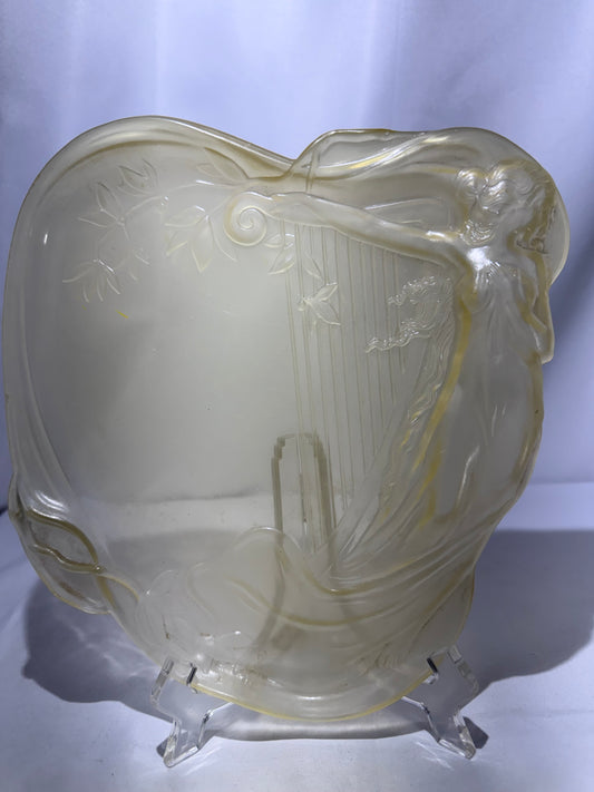 Postmodern Art Deco Revival Acrylic / Lucite Harp Lady Decorative Plate Dish – Vintage 1970s–1980s Style