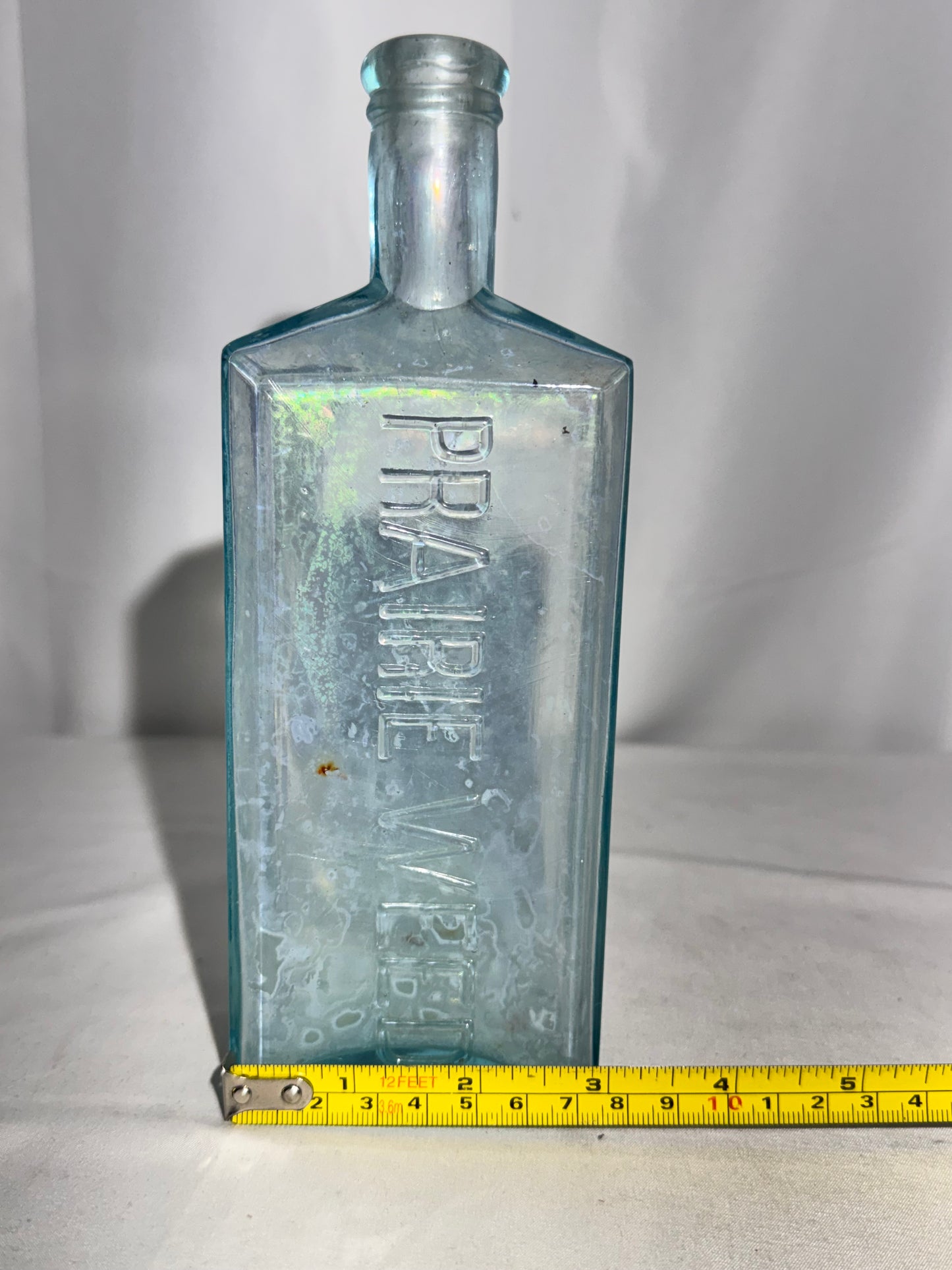 Antique “PRAIRIE WEED” Aqua Glass Medicine Bottle – Embossed Patent Medicine