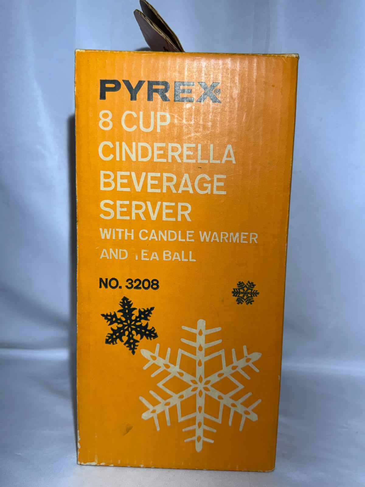 Vintage Pyrex 3208 8-Cup Cinderella Beverage Server Snowflake Gold White – Box & Accessories – Parts/Display