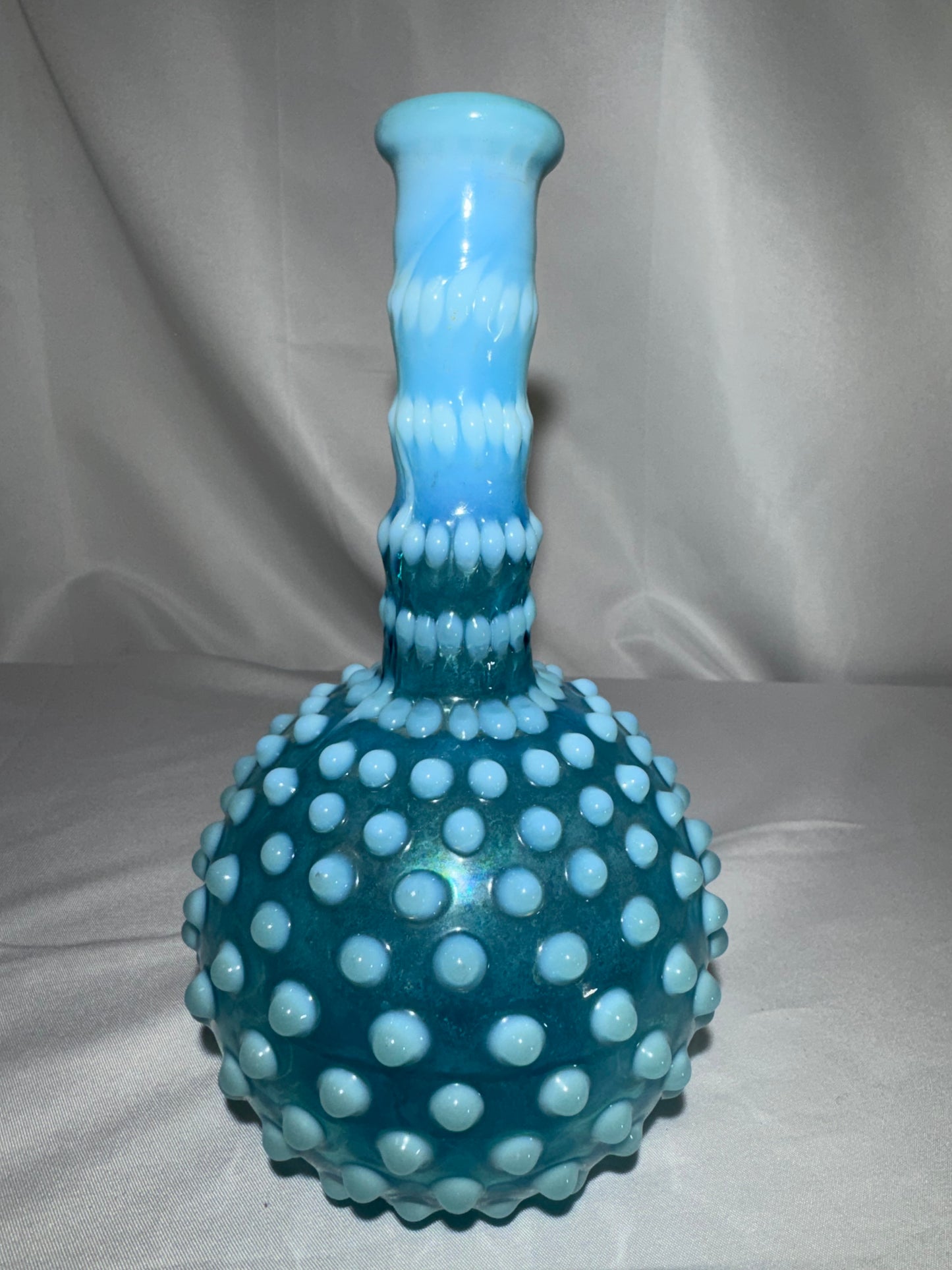 Antique Hobbs, Brockunier & Co. Blue Opalescent Hobnail Barber Bottle – c. 1880s