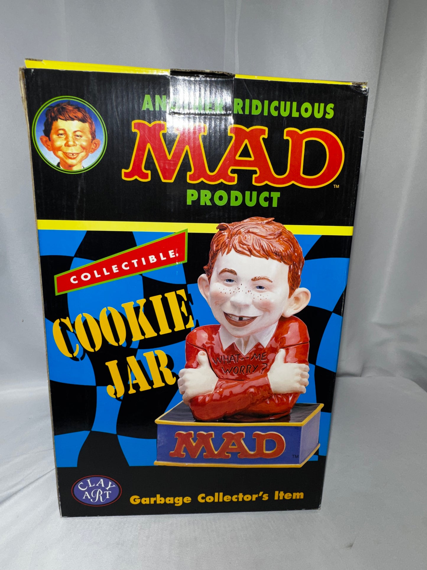 Vintage 2000 Clay Art MAD Magazine Alfred E. Neuman What Me Worry? Cookie Jar w/ Box