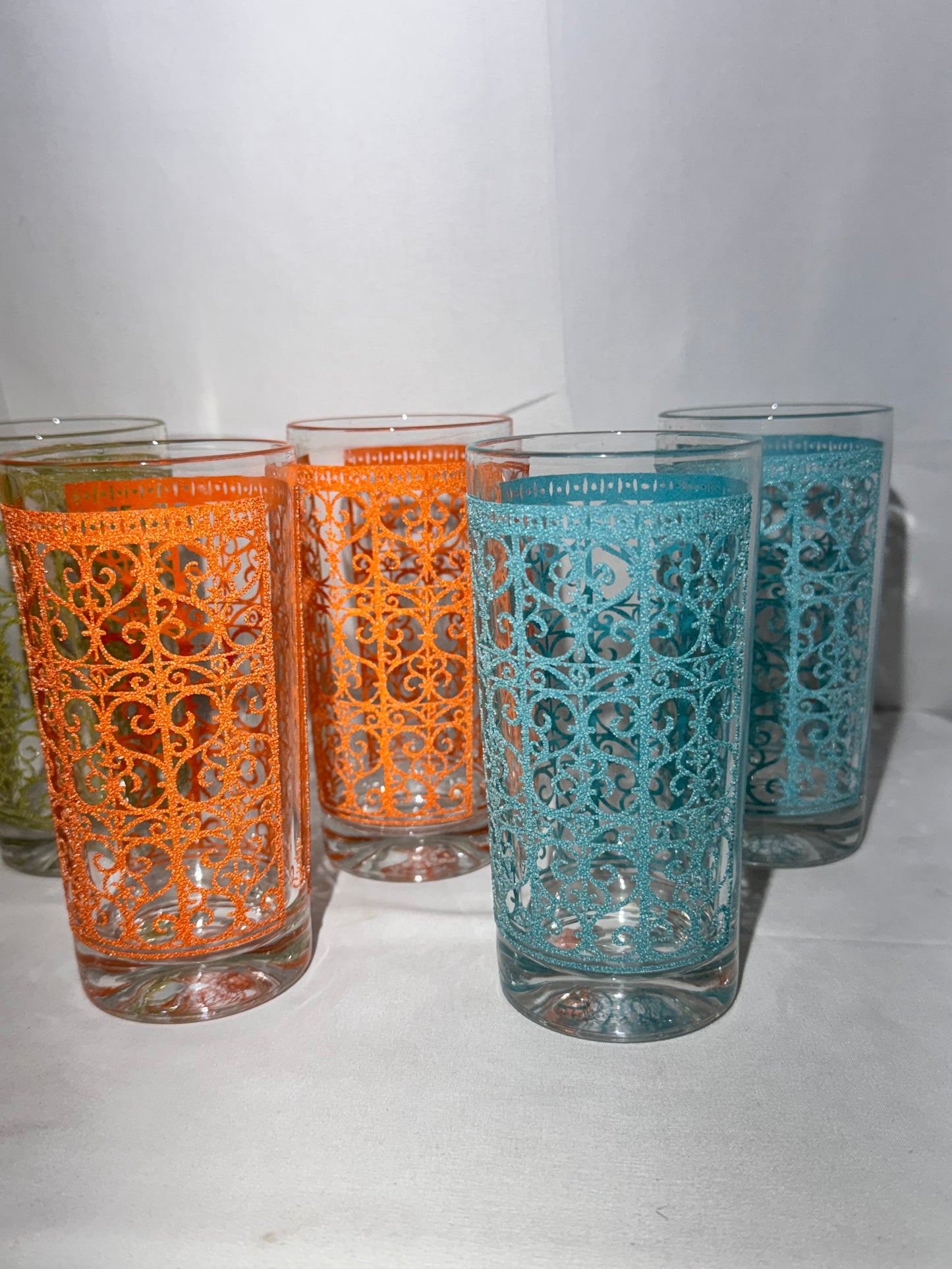 Mid Century Libbey Starlyte Madrid Hi-Ball Glasses Set of 8 w/ Box