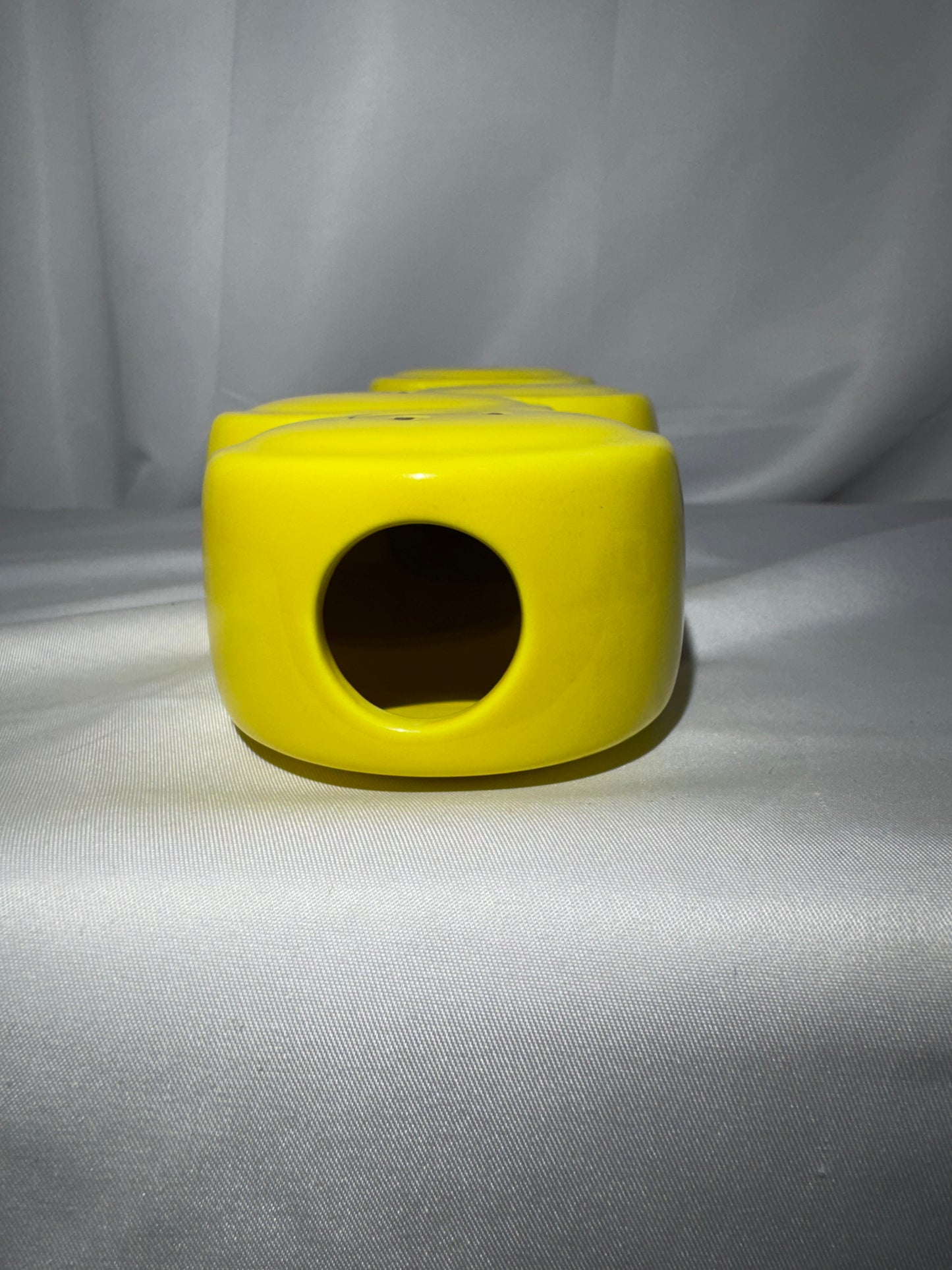 Burton & Burton Yellow Smiley Face Ceramic Vase 4 Stacked Faces Retro 8.5” Tall