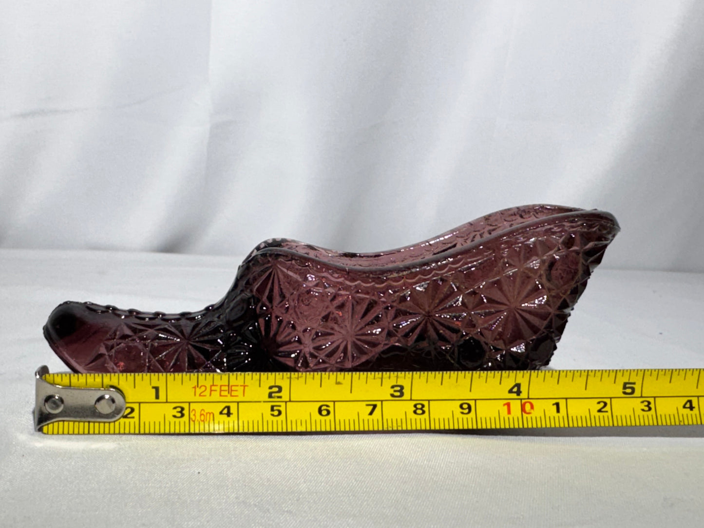 Vintage Fenton Daisy & Button Slipper Shoe – Amethyst Purple Glass