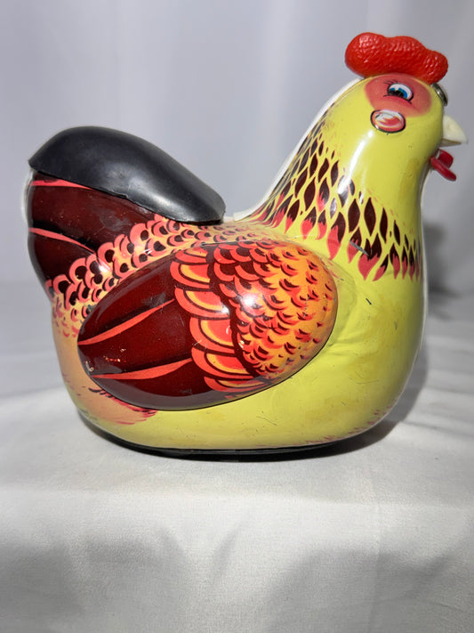 Vintage Tin Toy Hen – Battery-Operated Egg Laying Collectible