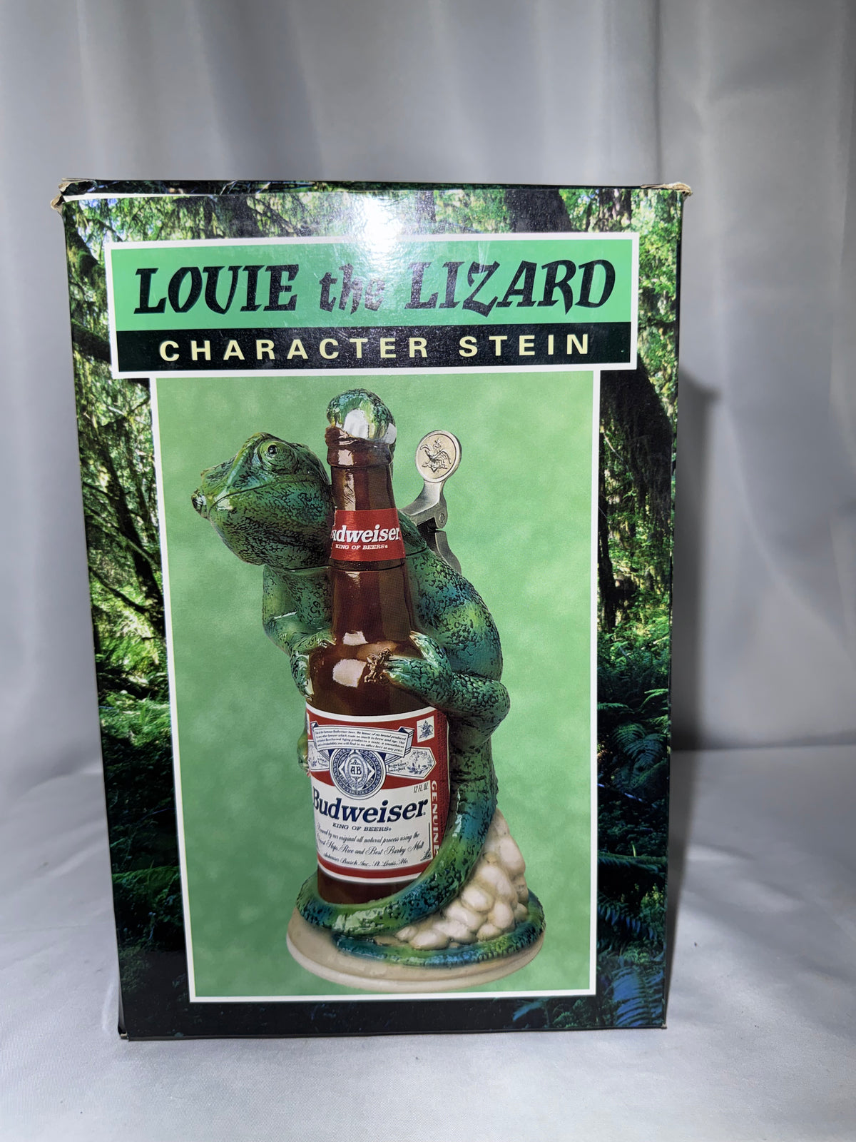 Vintage 1997 Budweiser Louie the Lizard Character Stein CS344 – Ceramarte Brazil – Boxed
