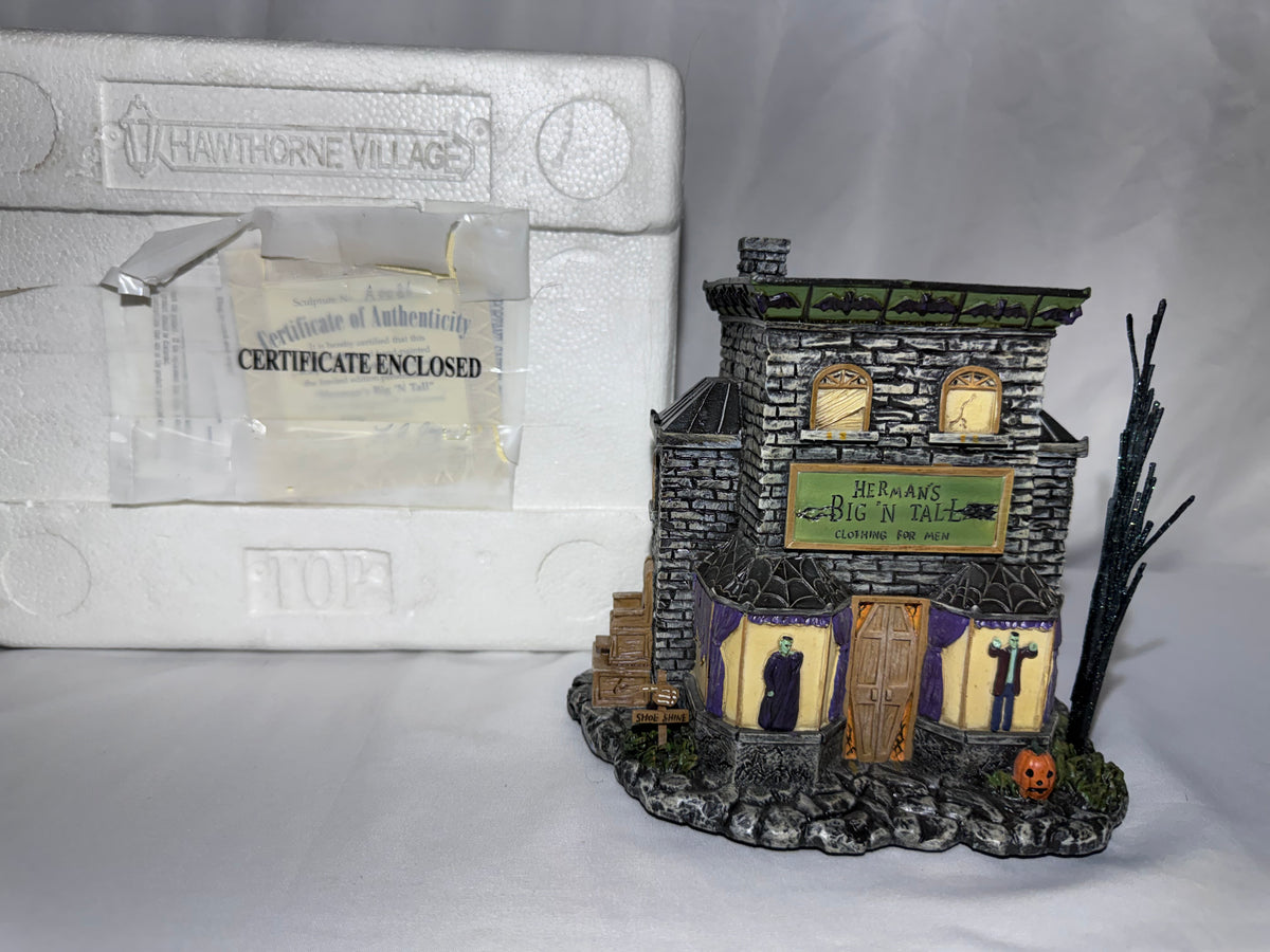 Hawthorne Village The Munsters “Herman’s Big ’N Tall” Lighted Building – Halloween Village