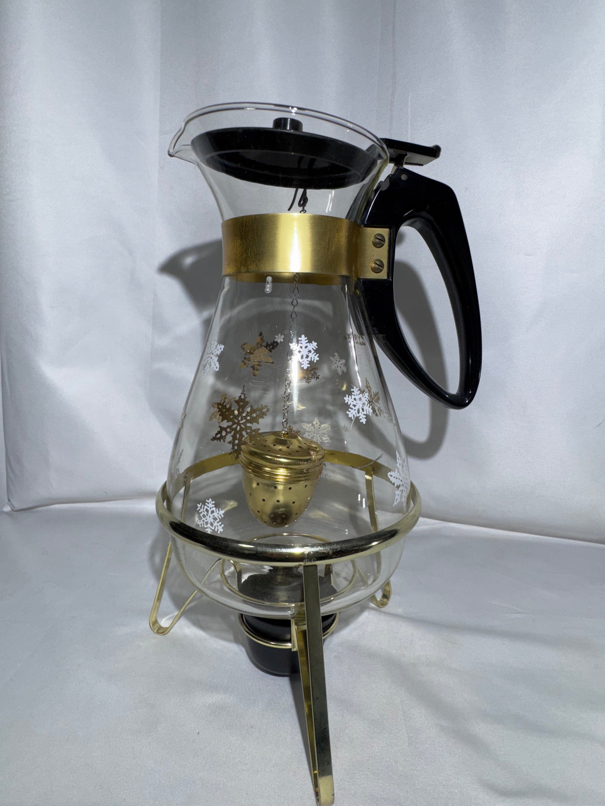 Vintage Pyrex 3208 8-Cup Cinderella Beverage Server Snowflake Gold White – Box & Accessories – Parts/Display