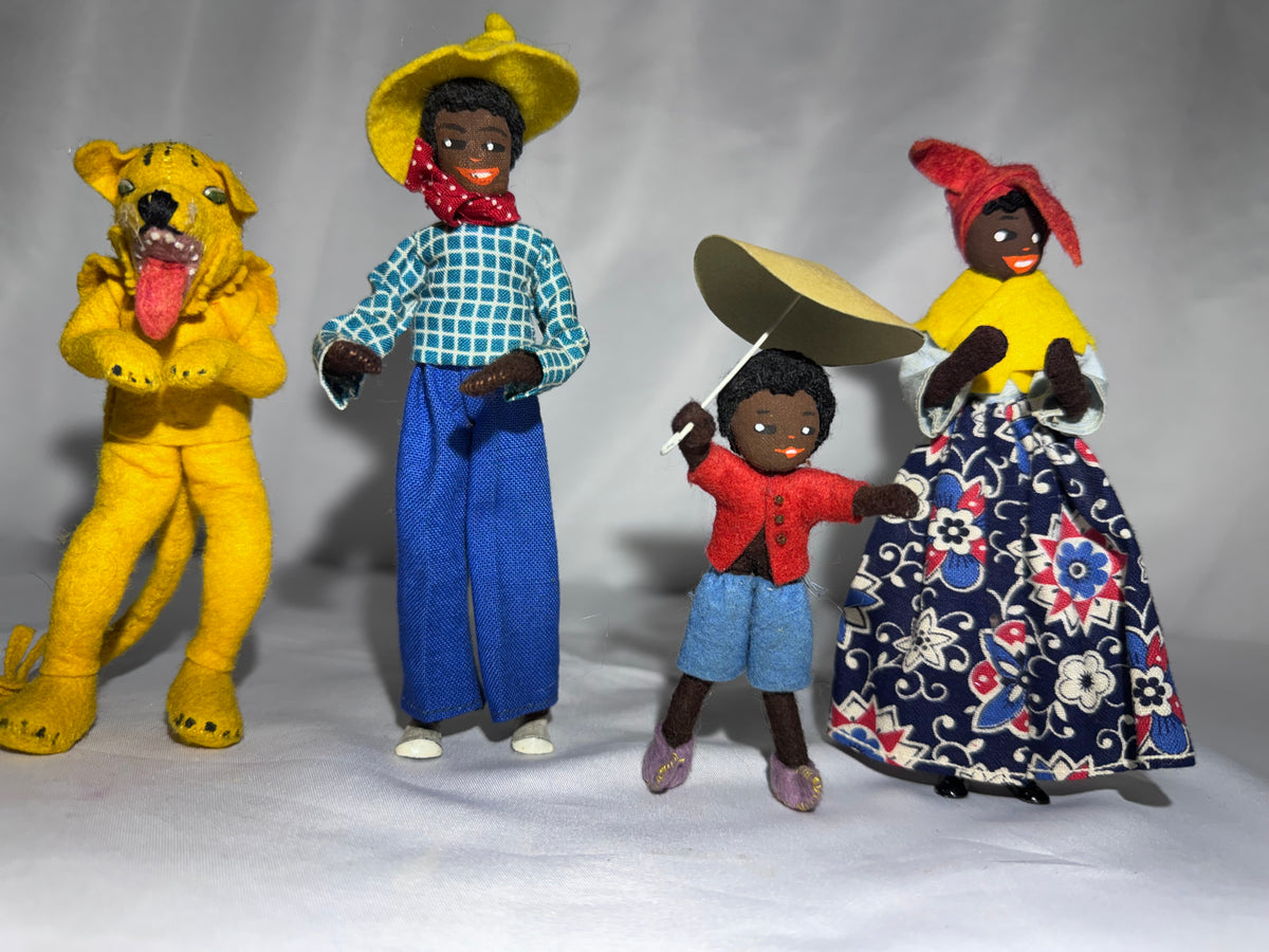 Vintage BAPS Germany Little Black Sambo Miniature Doll & Tiger Set – 1940s–1950s
