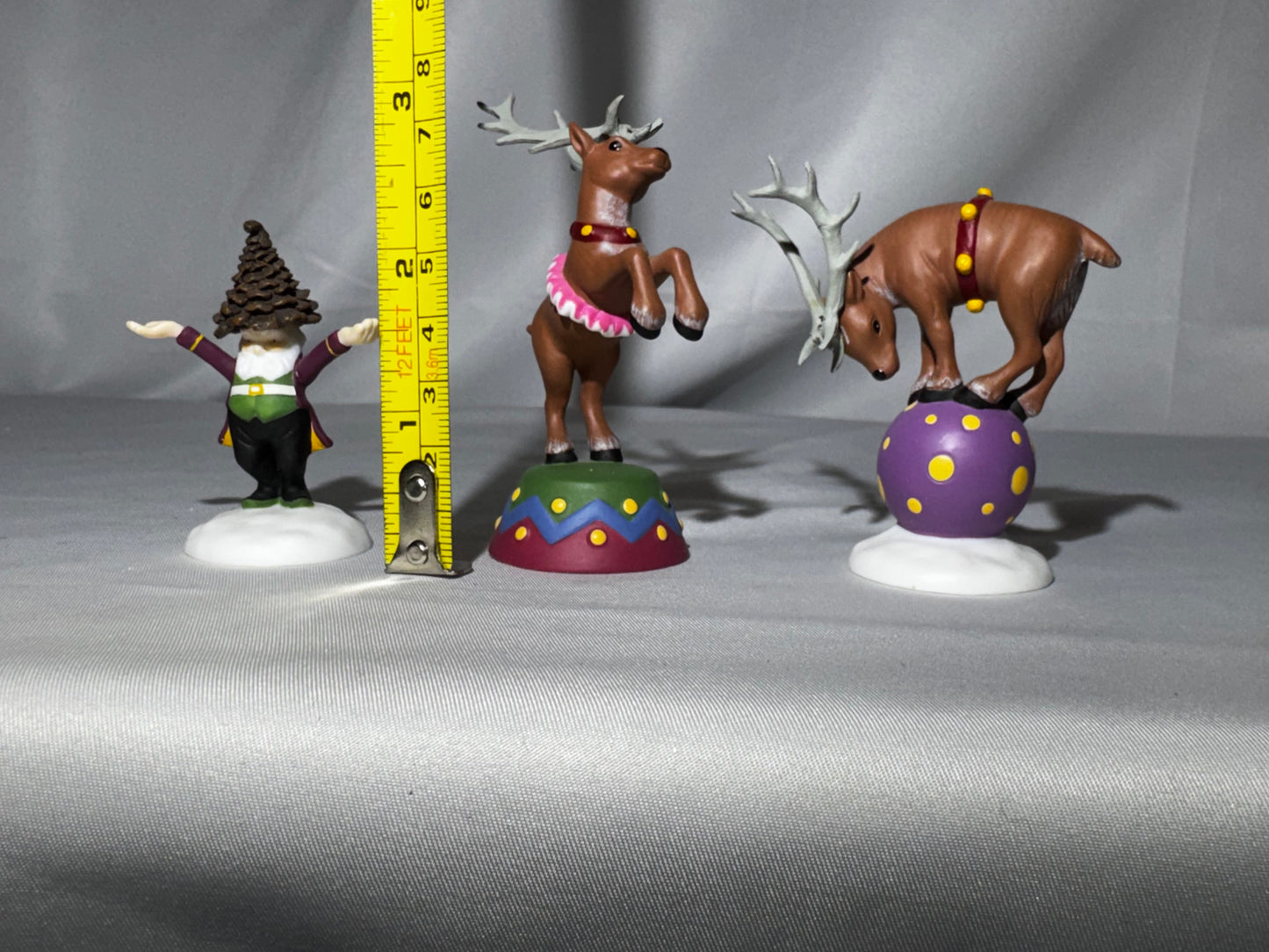 Department 56 North Pole Woods Balancing Act #56932 Retired Elf Reindeer Figurine Set w/ Box