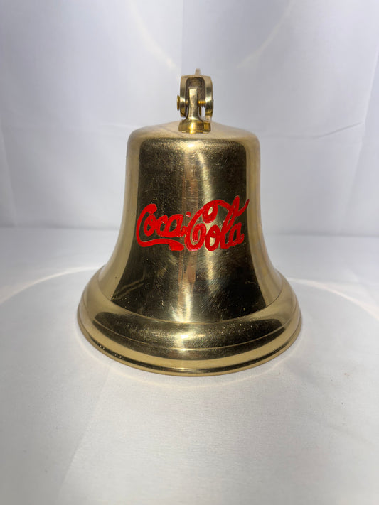 Vintage Brass Coca-Cola Bell – 7” Wall Mount with Braided Handle