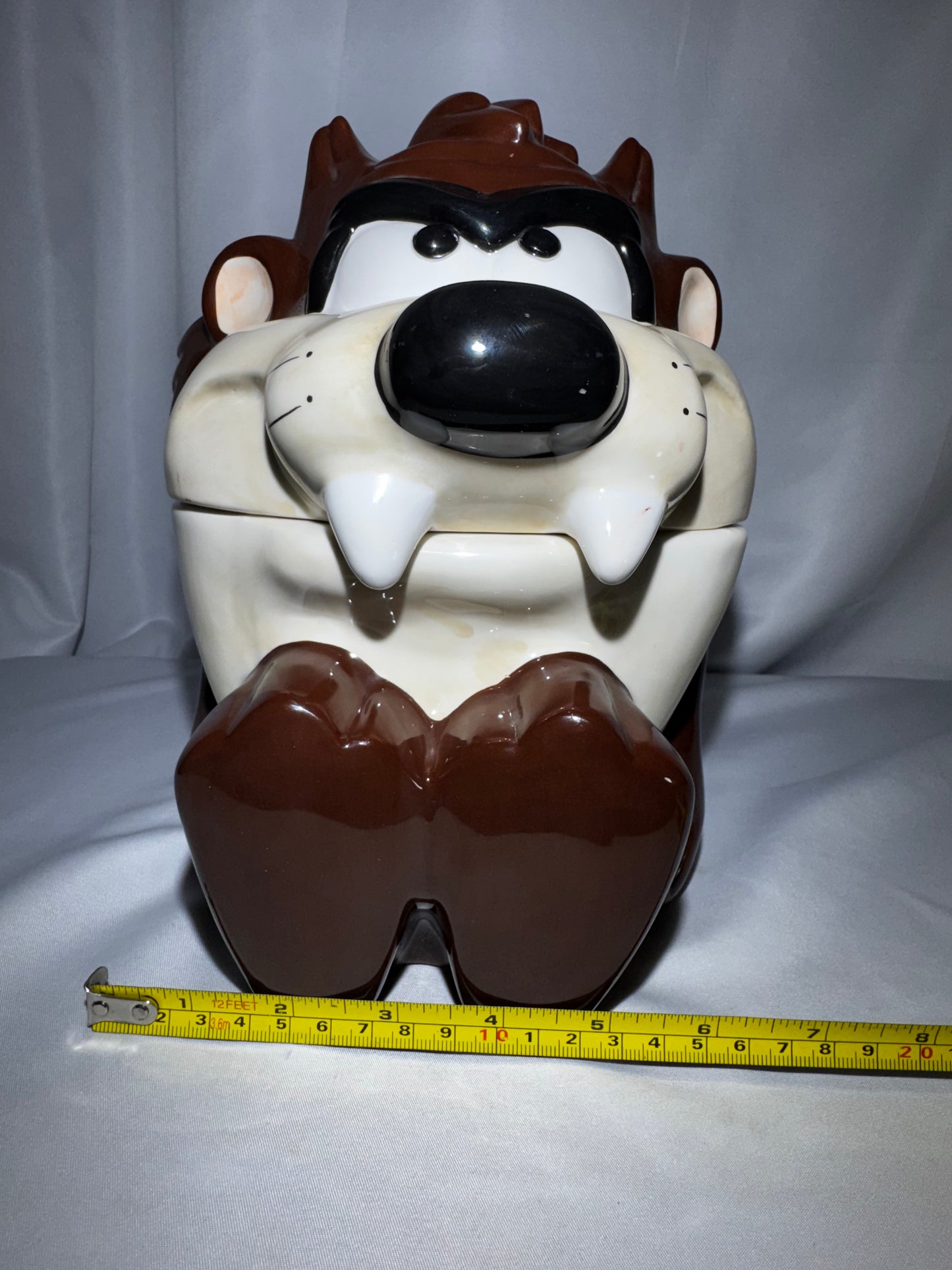 Warner Bros Taz Cookie Jar Canister 1995 Looney Tunes 9.5” Airtight Lid Vintage