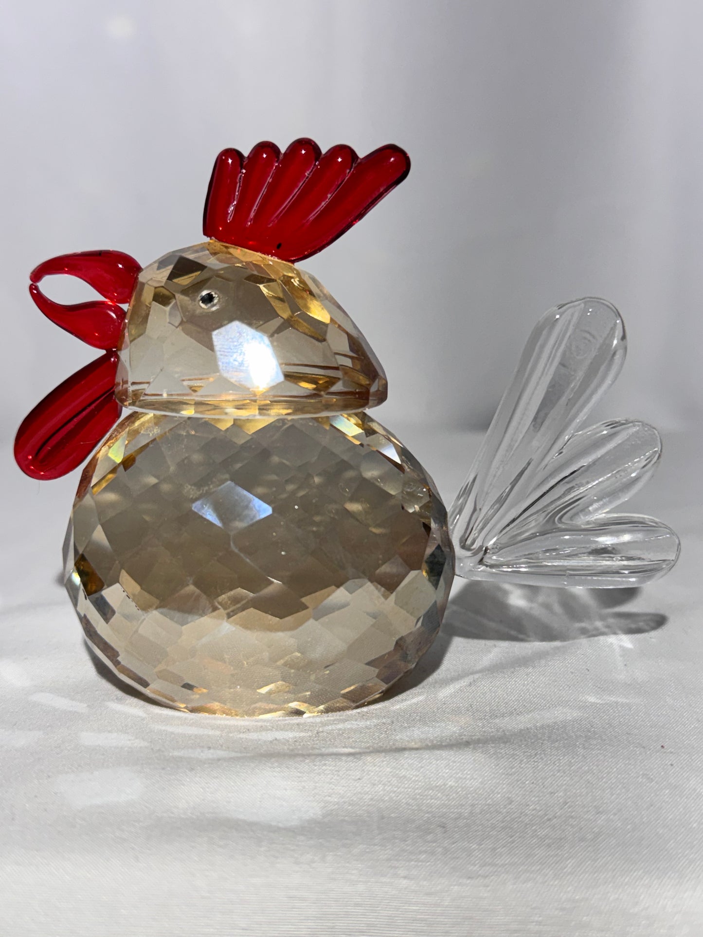Oleg Cassini Crystal Rooster Figurine / Paperweight – Signed