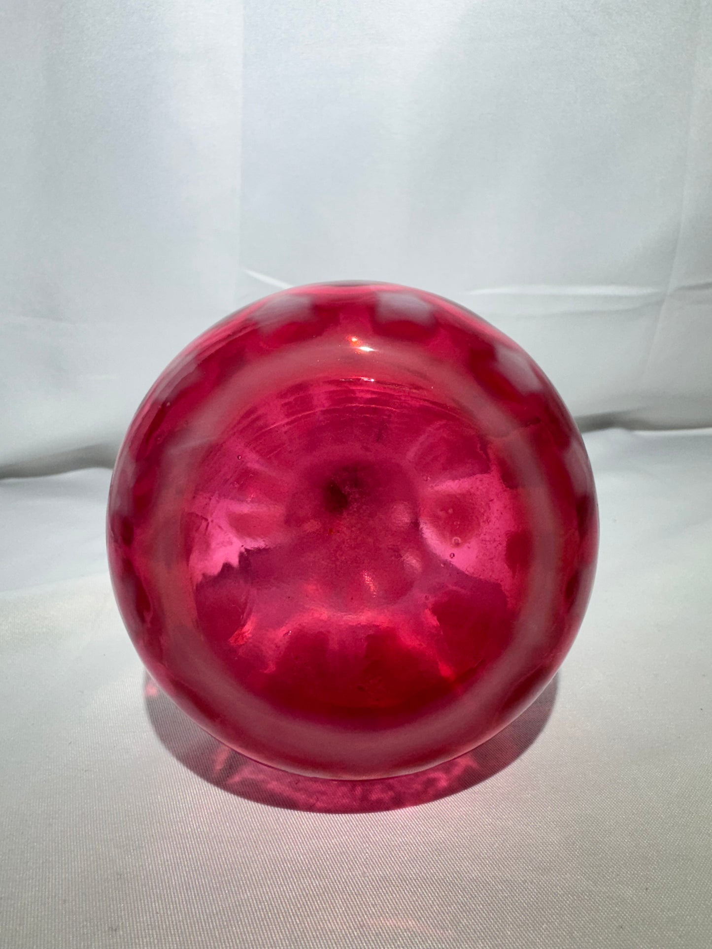 Vintage Cranberry Barber Bottle – Stars & Stripes Pattern with Stopper