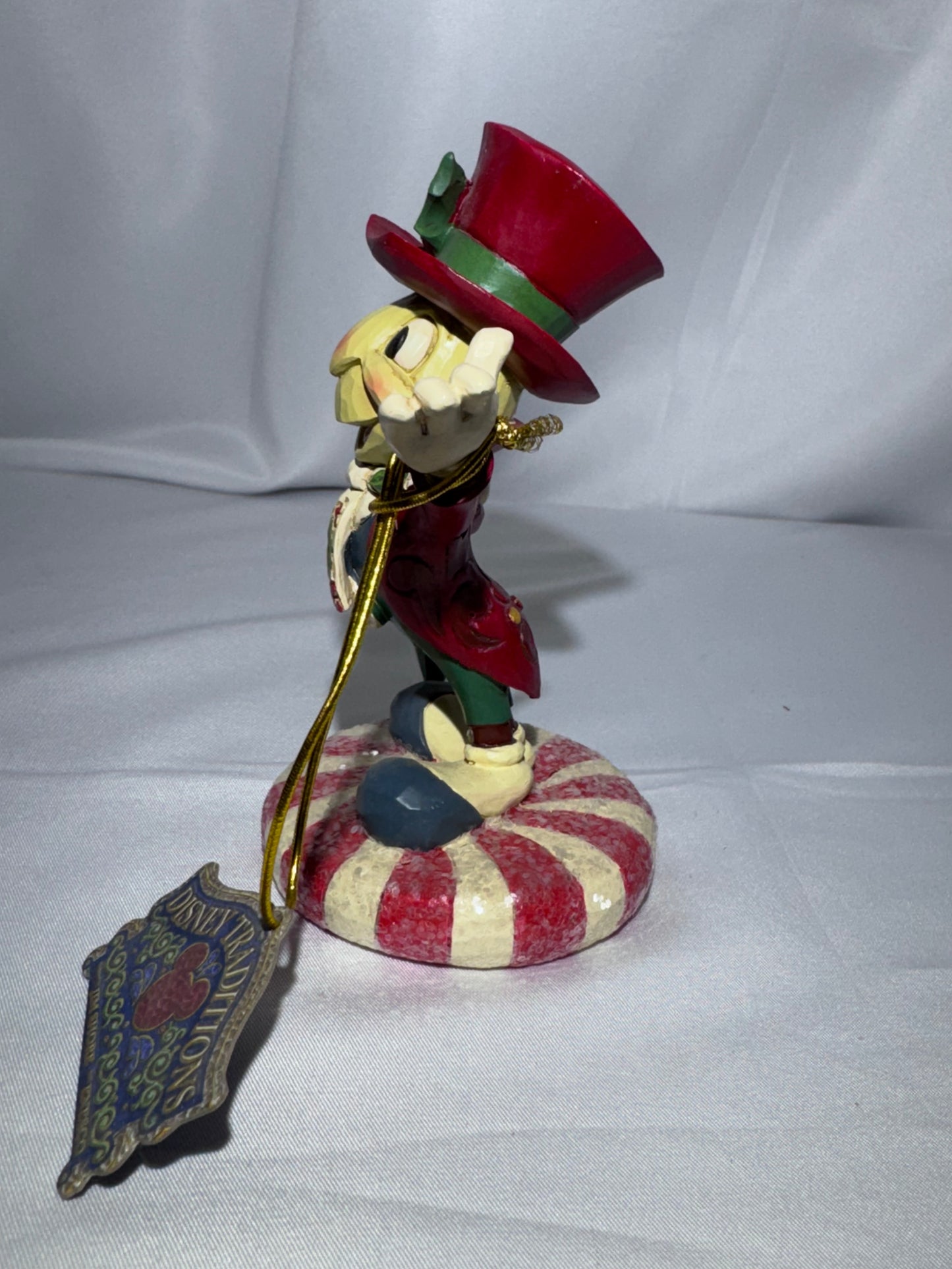 Disney Traditions Jim Shore Jolly Jiminy Cricket Figurine Christmas Peppermint 5”