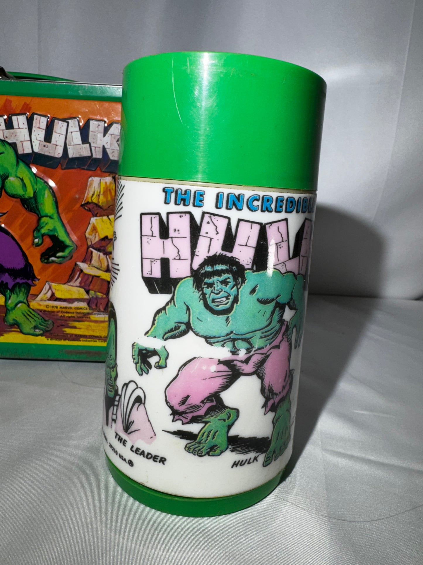 1978 Incredible Hulk Metal Lunchbox & Thermos Set Aladdin Vintage Marvel Comic