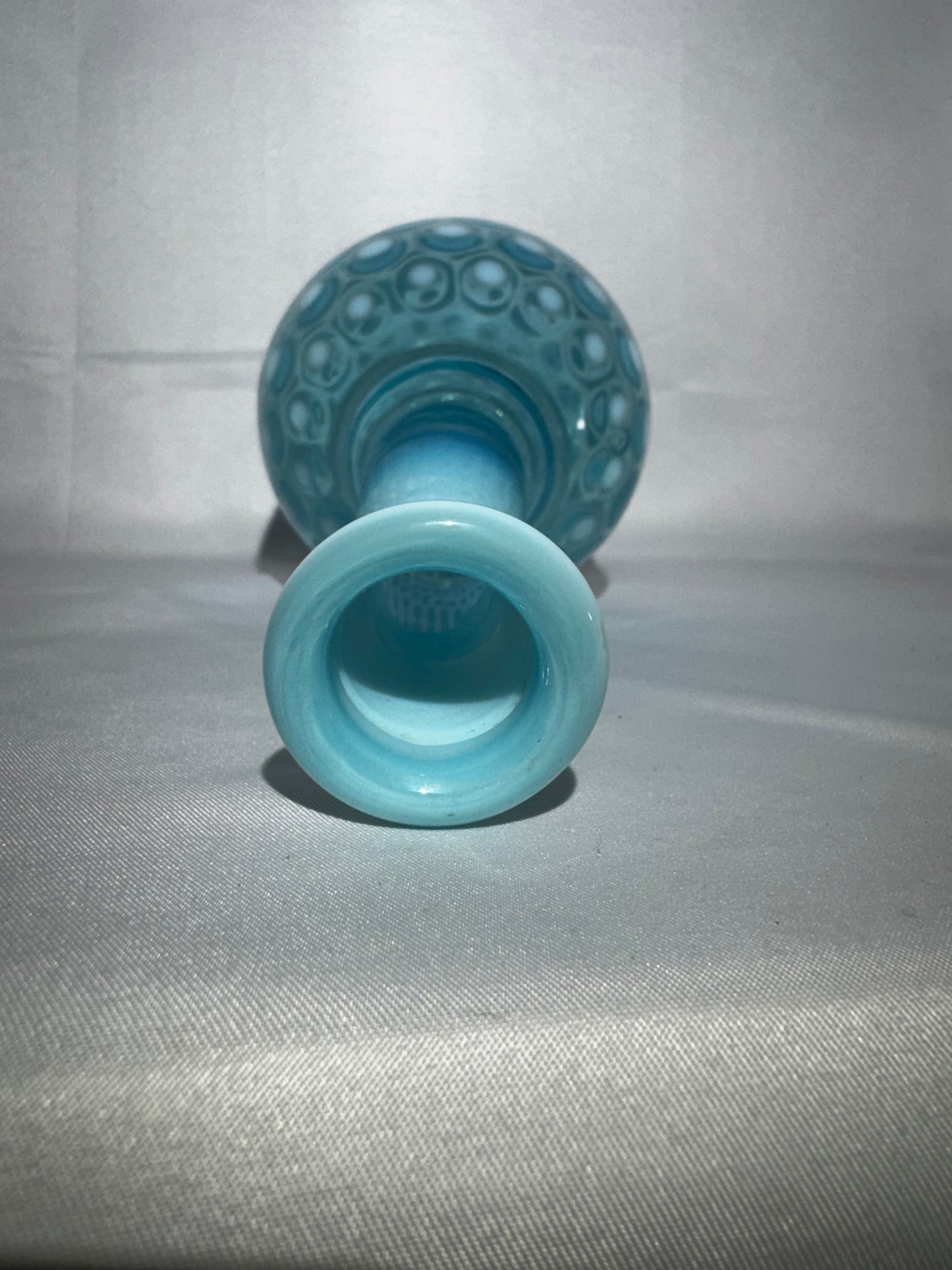 Antique Blue Opalescent Coin Spot Barber Bottle EAPG Glass 7.5”