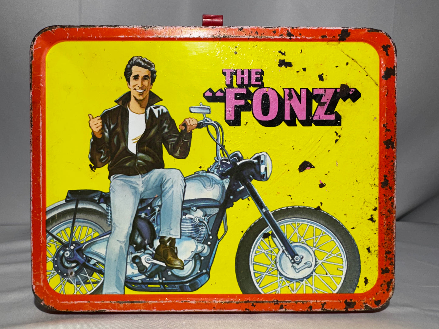 Vintage 1976 Happy Days “The Fonz” Metal Lunch Box w/ Original Thermos