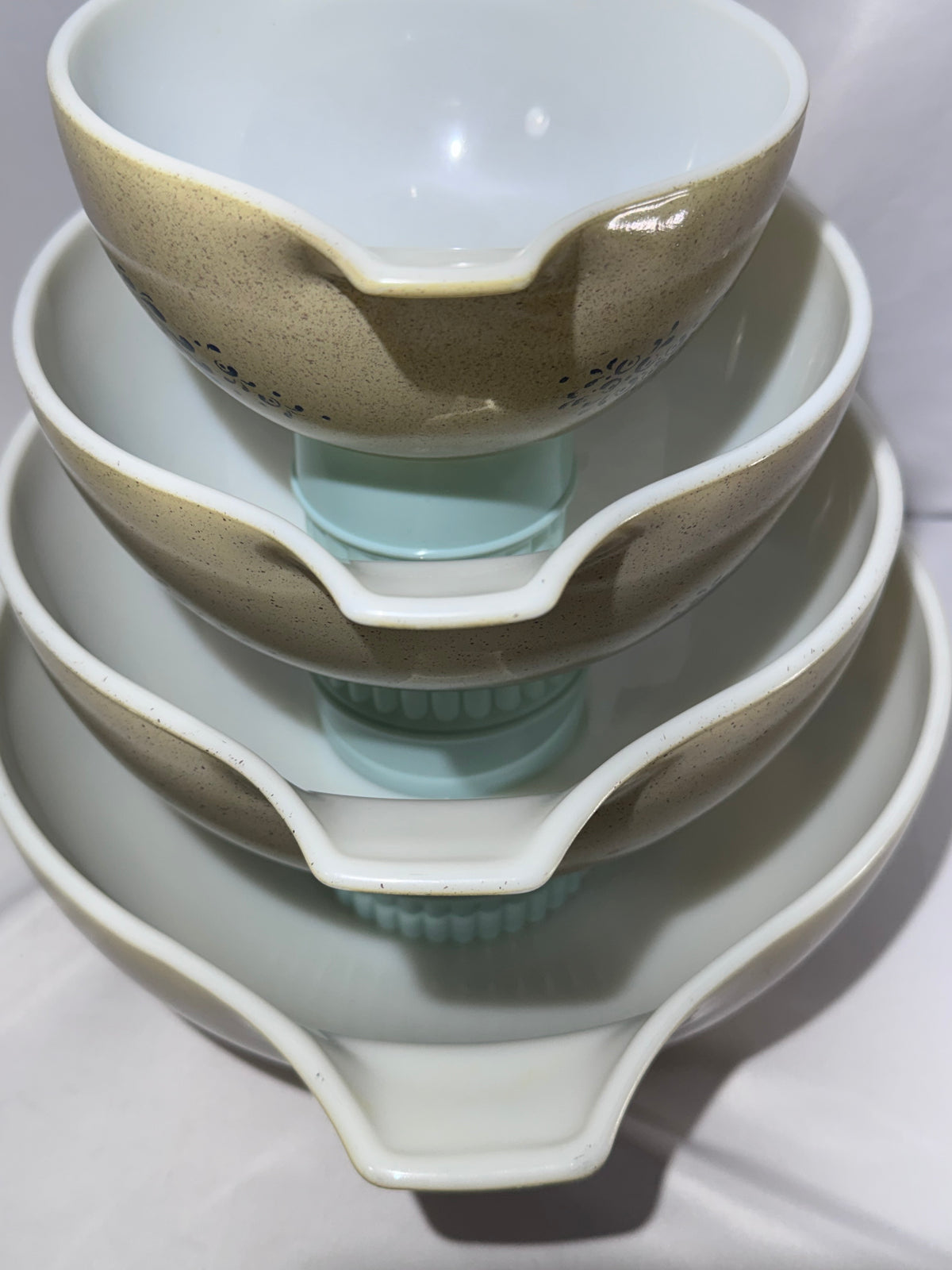 Vintage Pyrex Homestead Blue Floral Cinderella Mixing Bowl Set of 4 Nesting Bowls