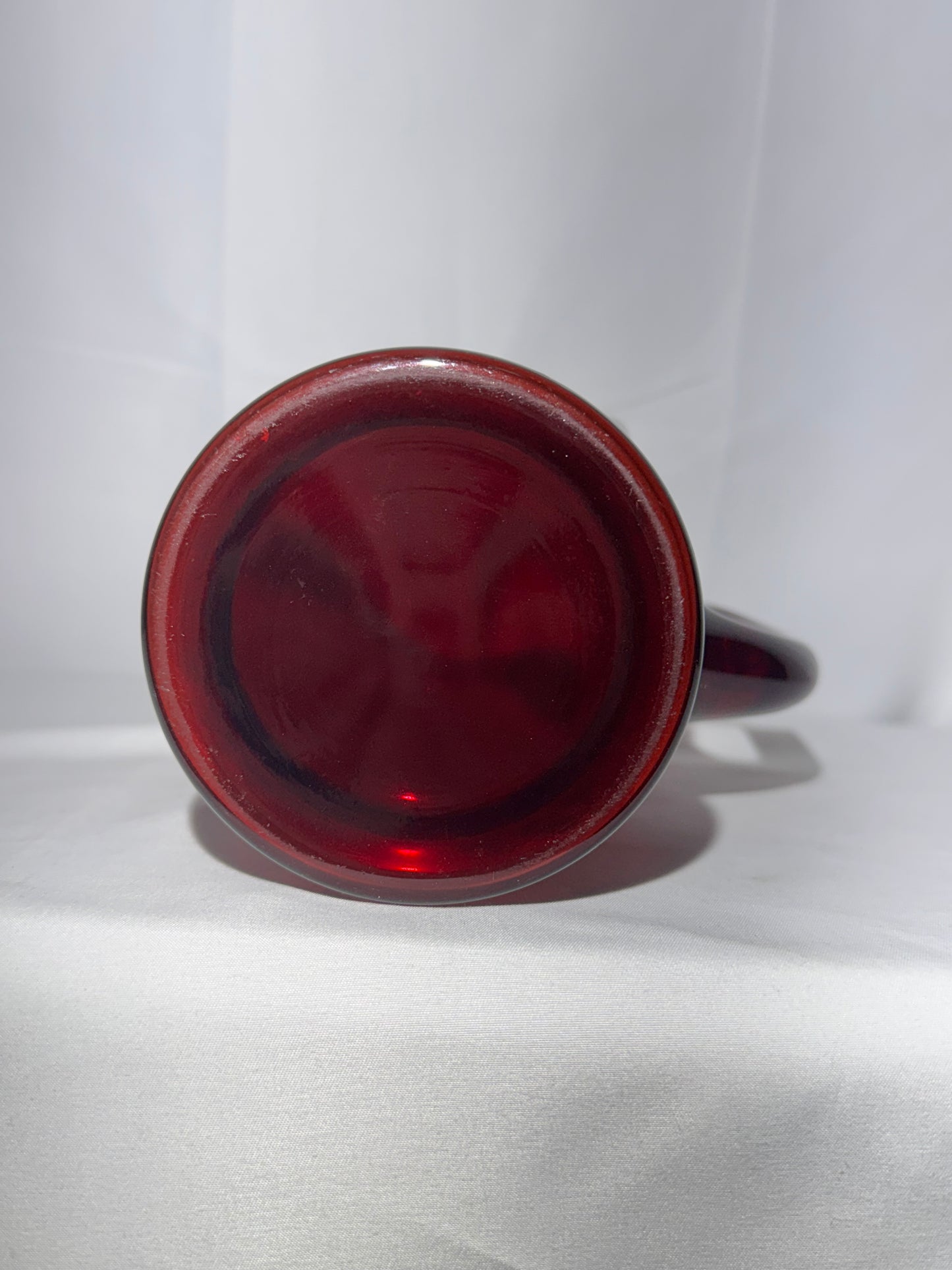 Vintage New Martinsville “Oscar” Ruby Red Glass Pitcher – 9 3/4” Tall