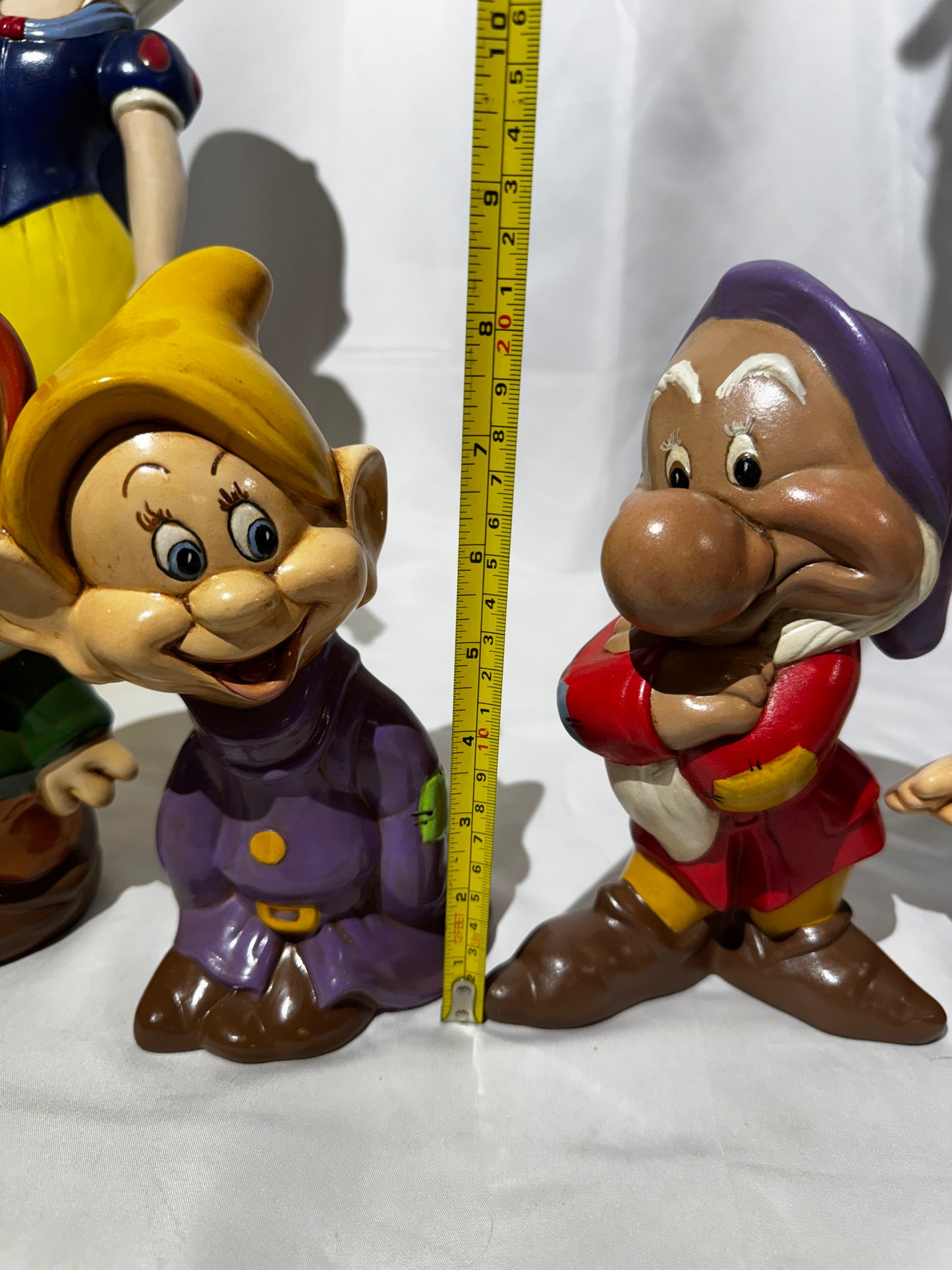 Vintage Walt Disney Prod Snow White & 7 Dwarfs XL Ceramic Set 16” Complete