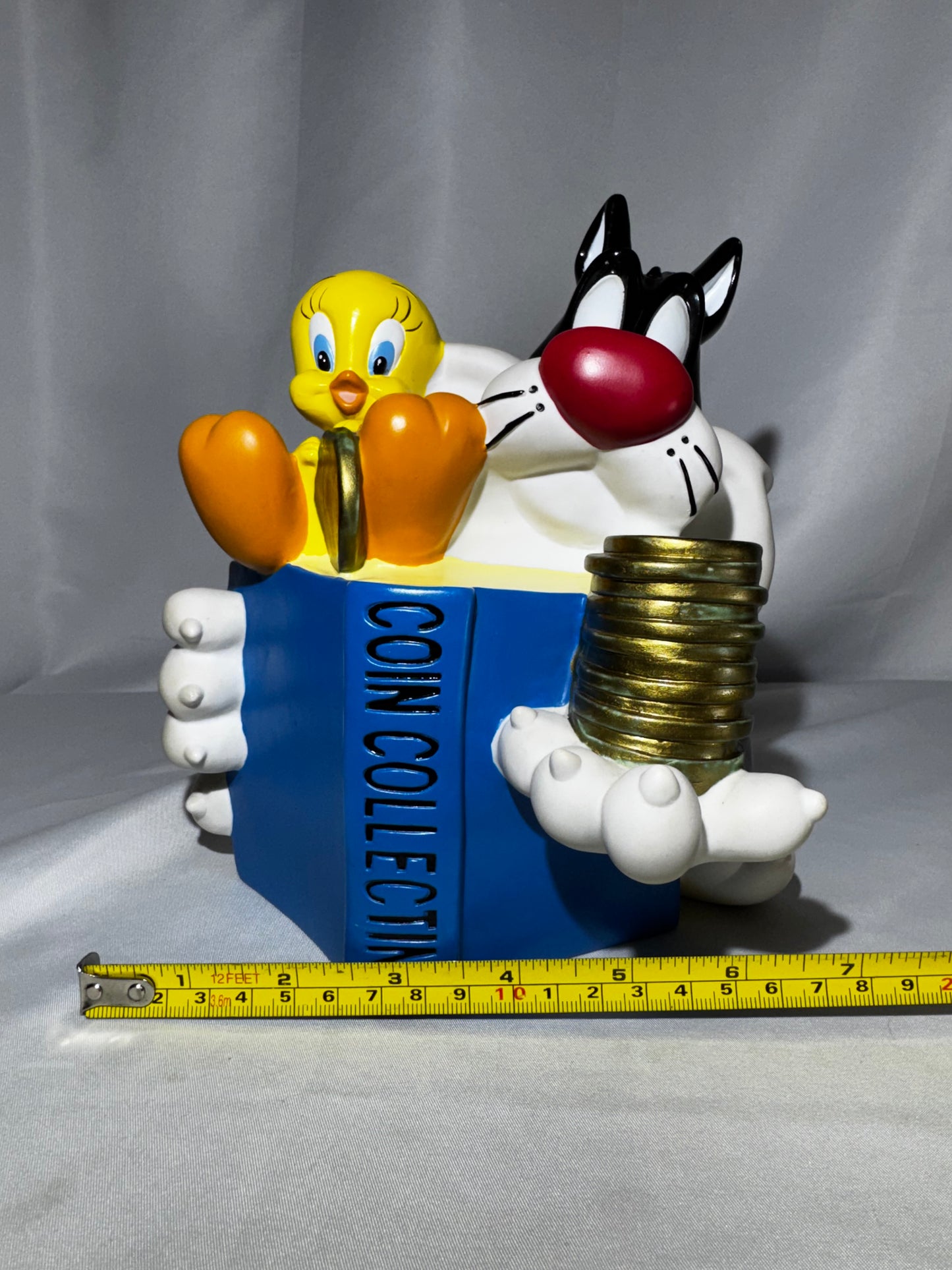 Vintage 1998 Warner Bros Looney Tunes Sylvester & Tweety Coin Bank Coin Collecting 8”