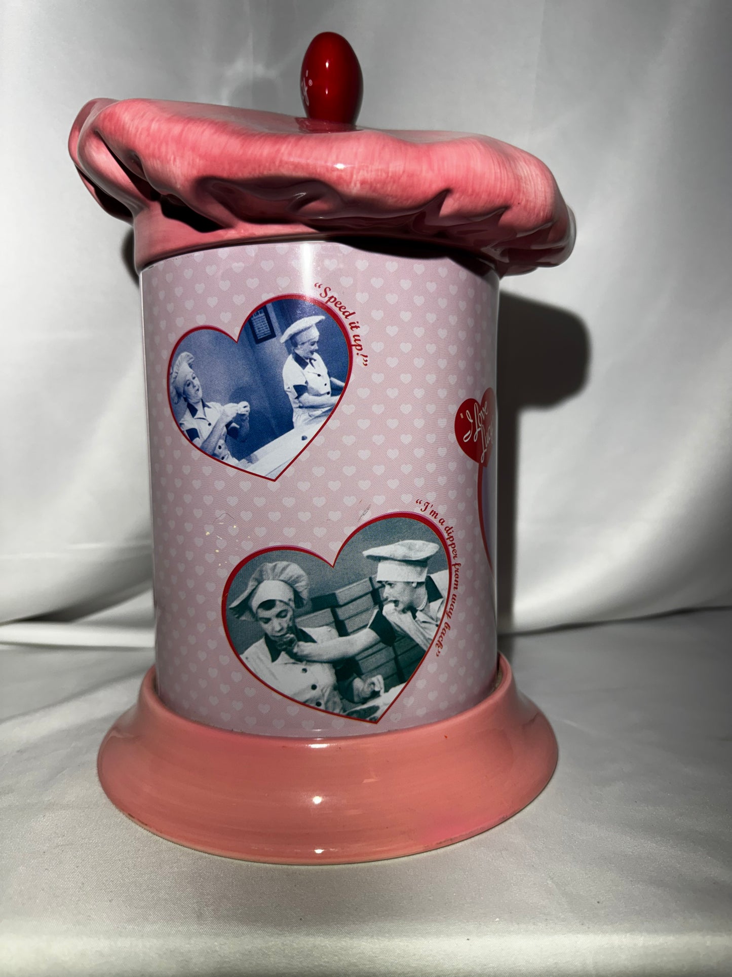 Vandor I Love Lucy Chocolate Factory Cookie Jar Tin Body Ceramic Lid Retired Rare