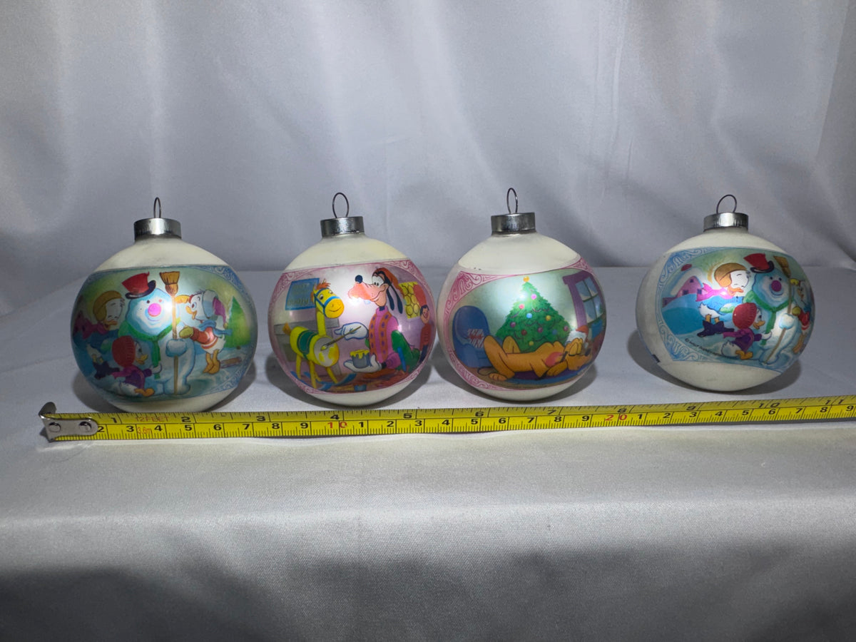 Vintage 1970s Walt Disney Productions Frosted Mercury Glass Christmas Ornaments – Set of 4