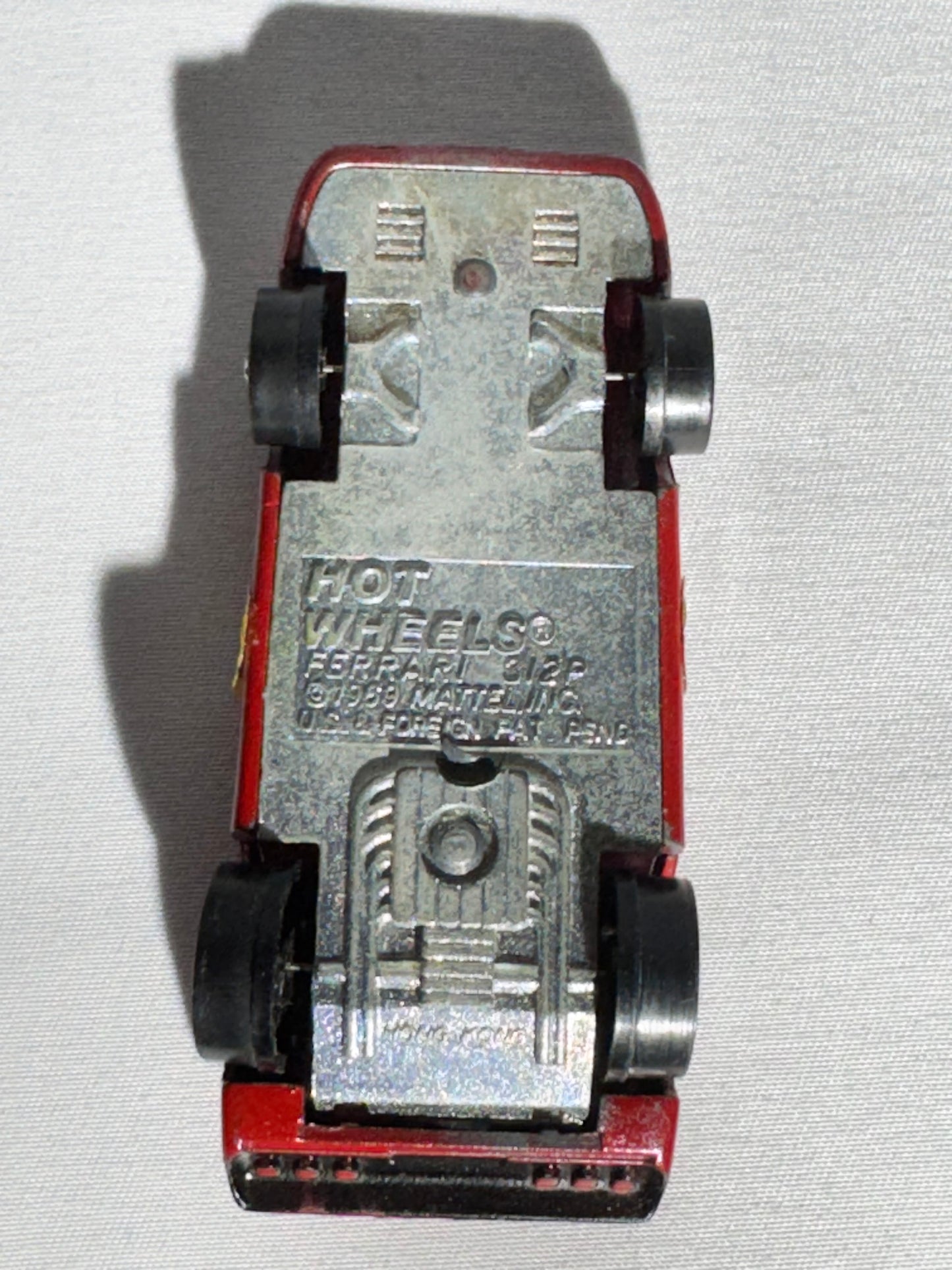 Hot Wheels Redline Ferrari 312P (1969) – Mattel, Hong Kong – US & Foreign Patent Pending