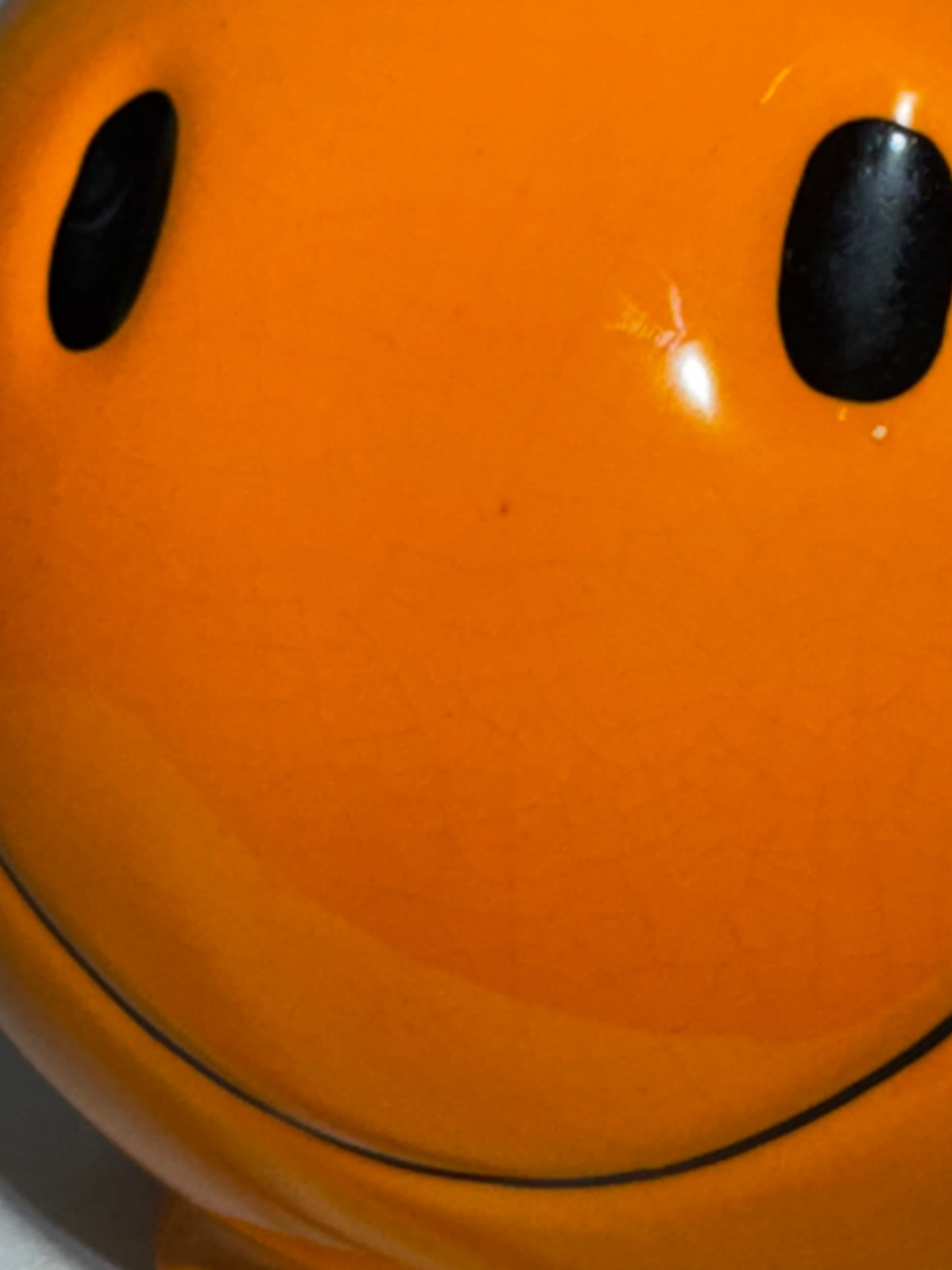 Vintage orange Smiley Face Ceramic Coin Bank