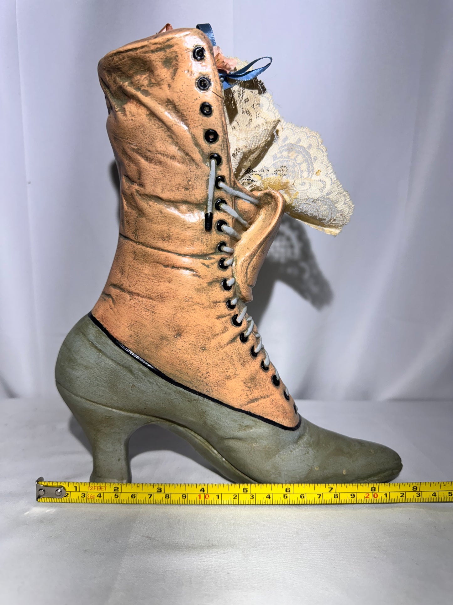 Decorative Victorian-Style Ceramic Boot Figurine / Vase