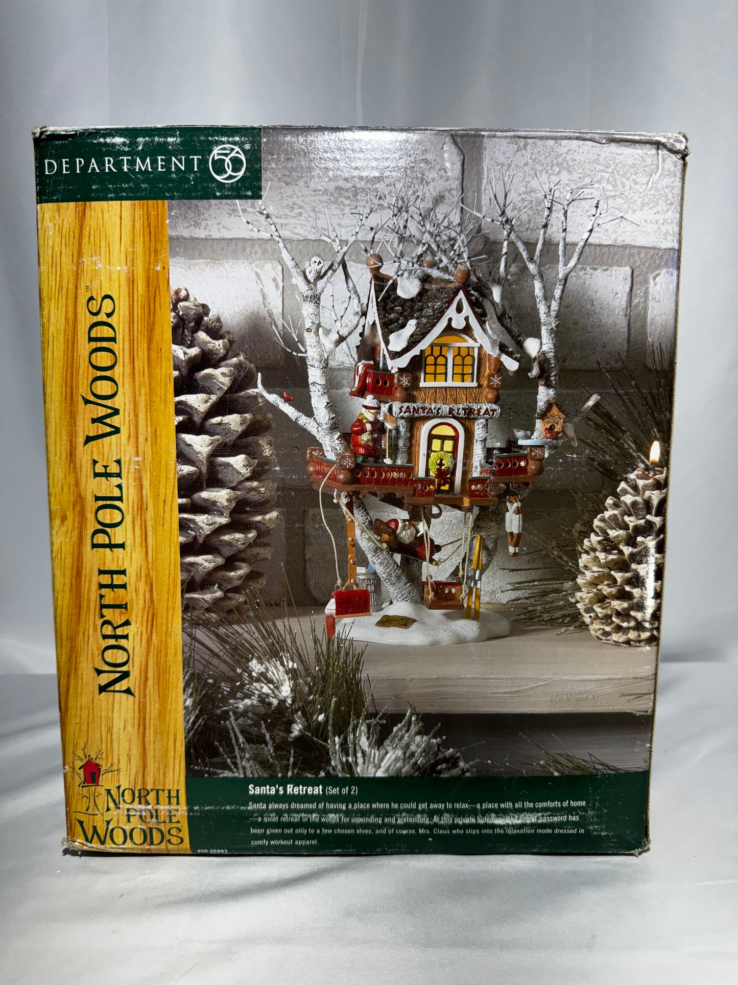 Department 56 North Pole Woods “Santa’s Retreat” Lighted Tree House – Retired Collectible