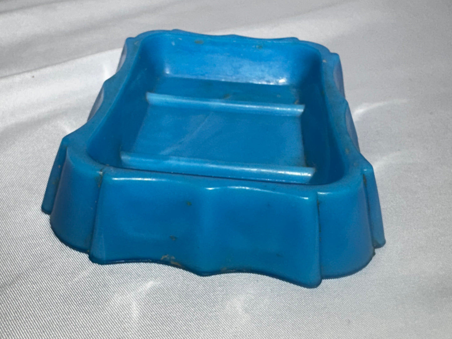 Antique Victorian Blue Opaline Milk Glass Vanity Tray Soap Dish Jewelry Trinket 4.5”
