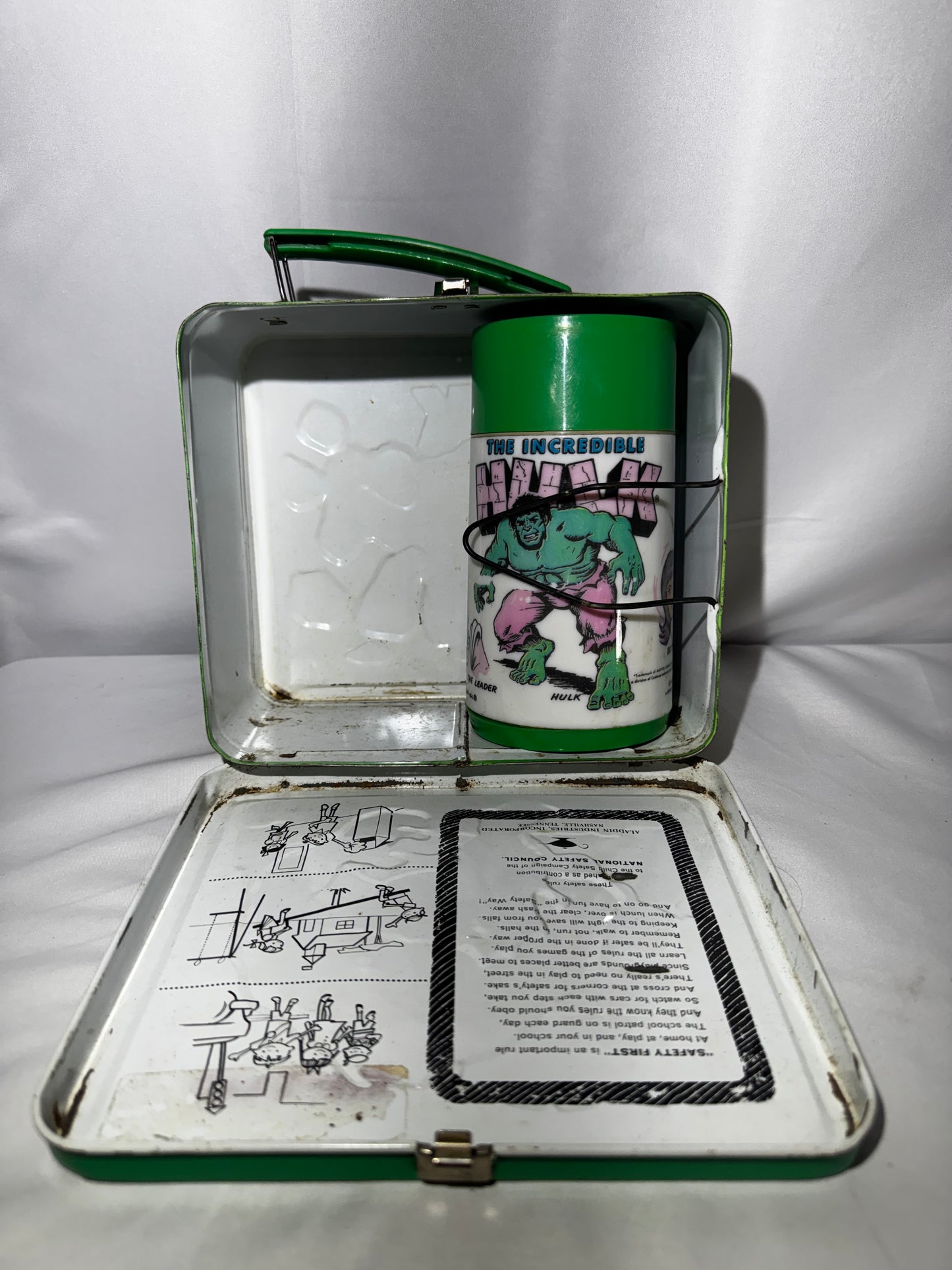 1978 Incredible Hulk Metal Lunchbox & Thermos Set Aladdin Vintage Marvel Comic