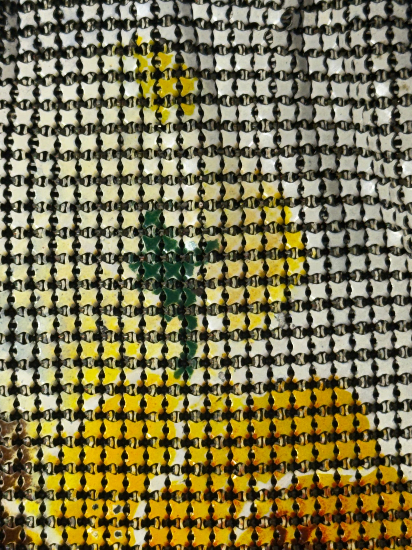 Vintage Whiting & Davis Art Deco Enameled Mesh Purse Sunflower Design 1920s Chain Handle