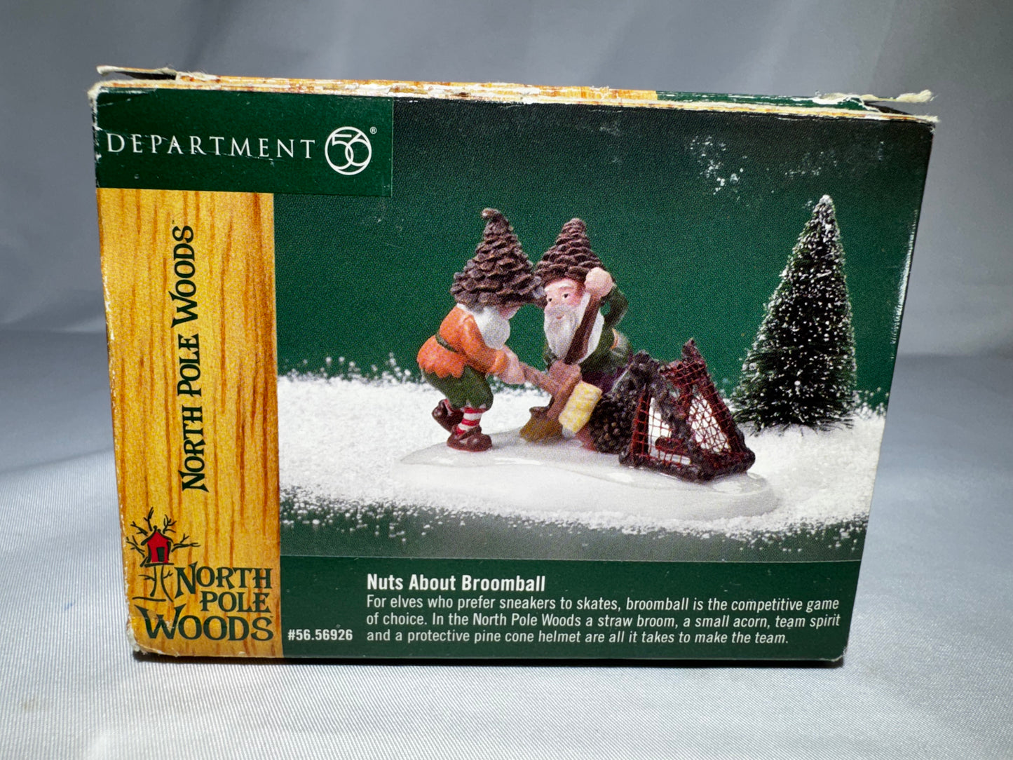 Department 56 North Pole Woods Nuts About Broomball #56.56926 Elf Scene Village Accessory 2000