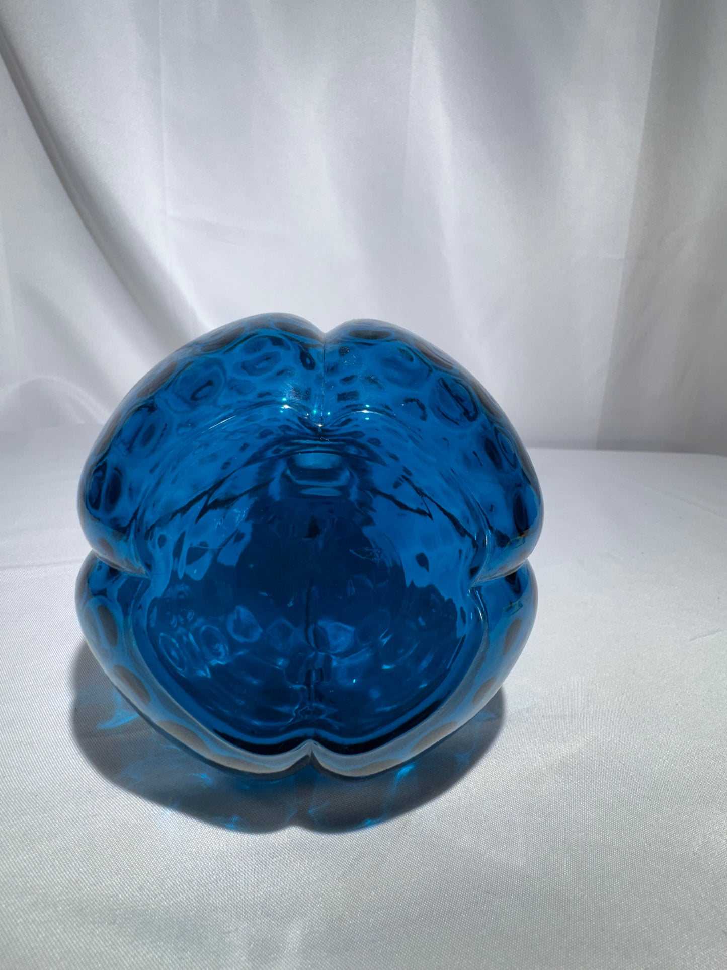 Vintage Mid-Century Jamestown Blue Glass Barber Bottle – Thumbprint / Coin-Dot Pattern