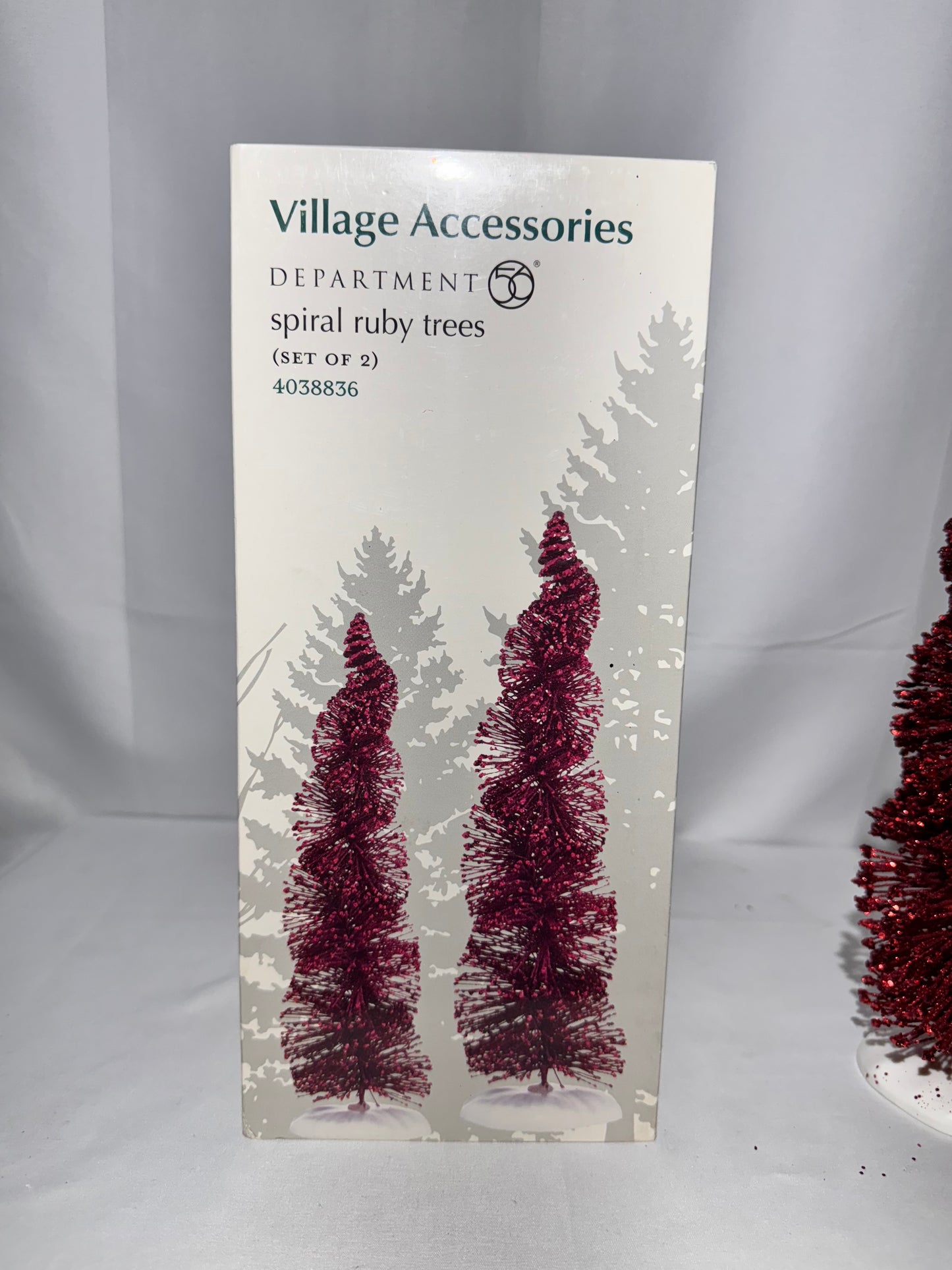 Dept 56 Village Accessories Set of 2 Spiral Ruby Trees Item #4038836
