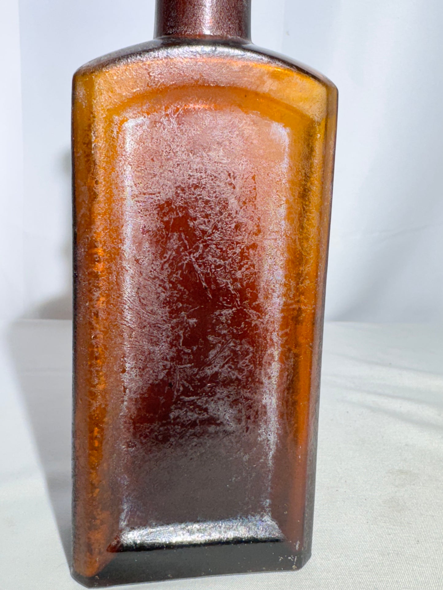 Vintage Amber Glass Apothecary Bottle Roehl’s Reliable Hair Restorer Embossed Antique