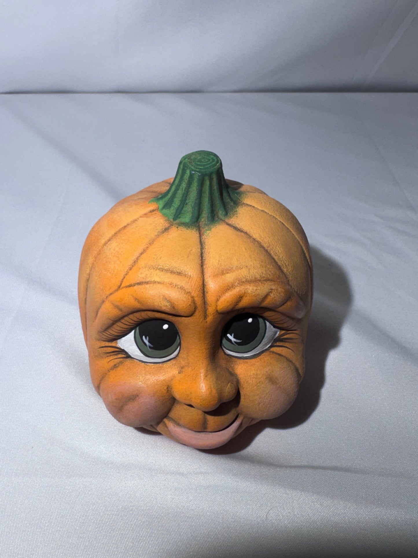 Vintage Hand-Painted Ceramic Pumpkin Figurine – Baby Face – CB 2000