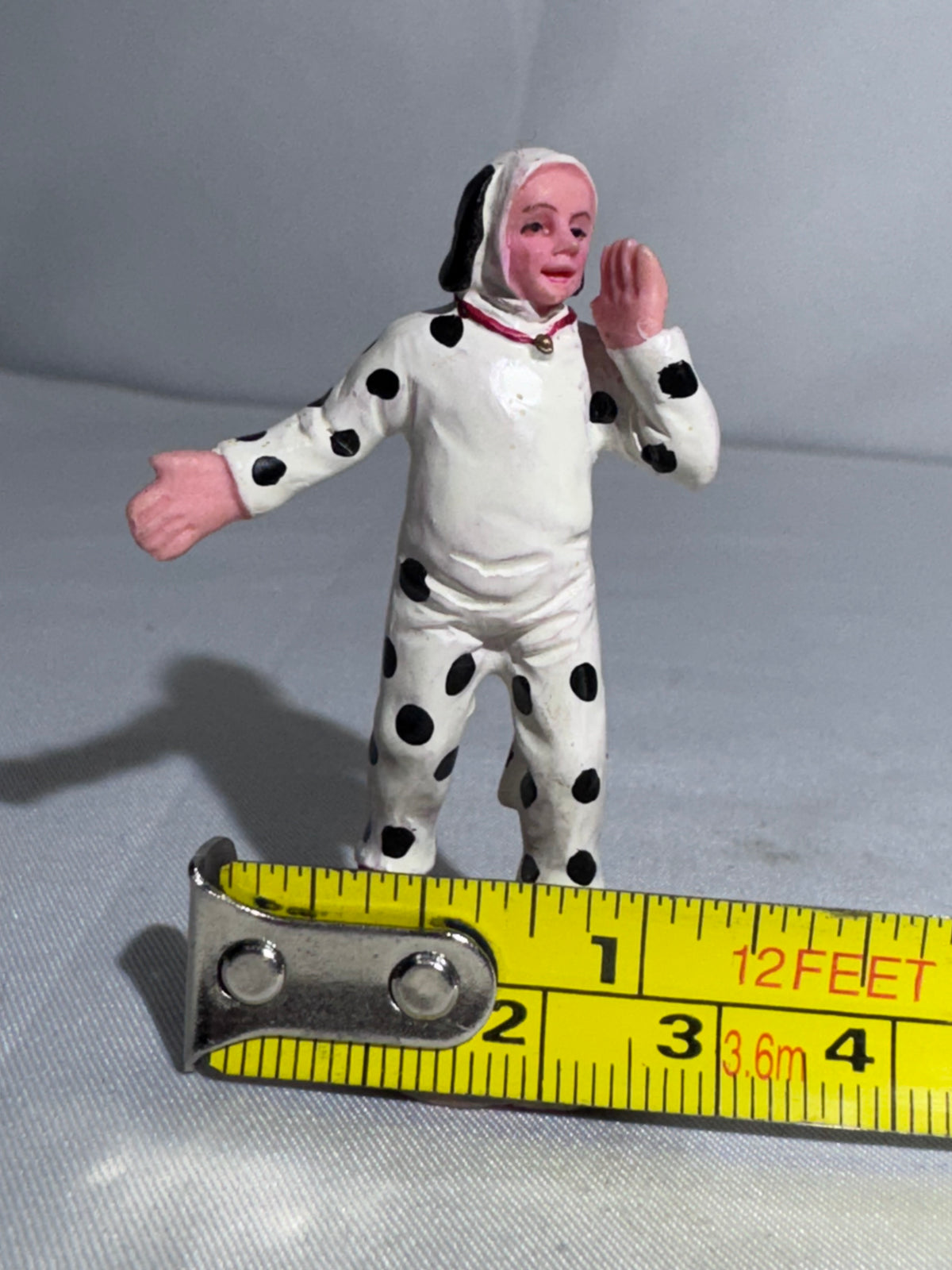 Halloween Village Figurine – Child in Dalmatian Dog Costume – Hand-Painted Miniature
