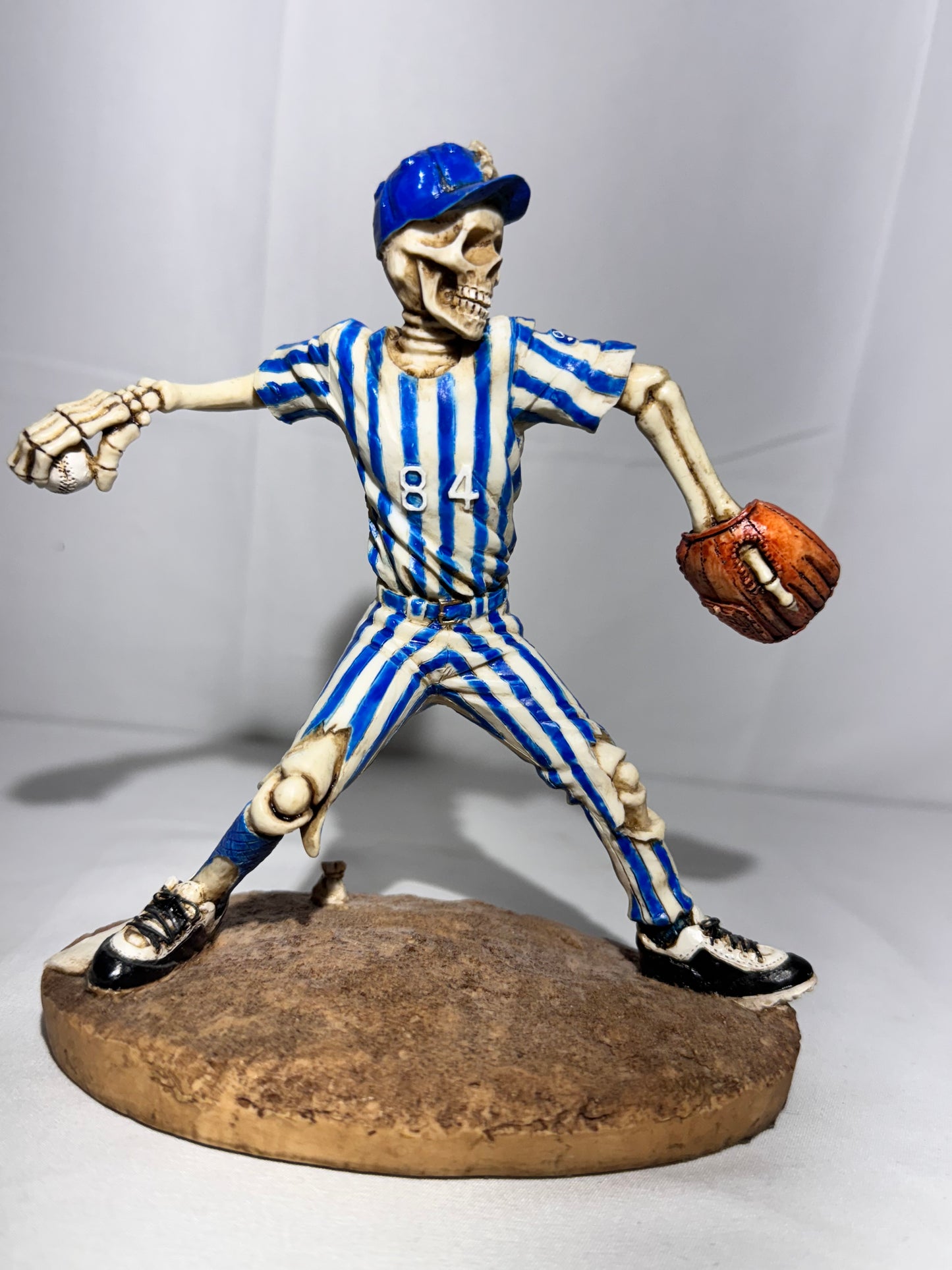 Summit Collection Skeleton Baseball Pitcher Figurine #84 Blue & White Uniform Sports Collectible 6”