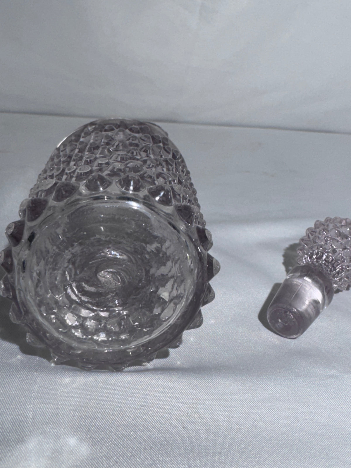 Antique EAPG Pointed Hobnail Dewdrop Glass Oil Vinegar Cruet with Stopper 6”