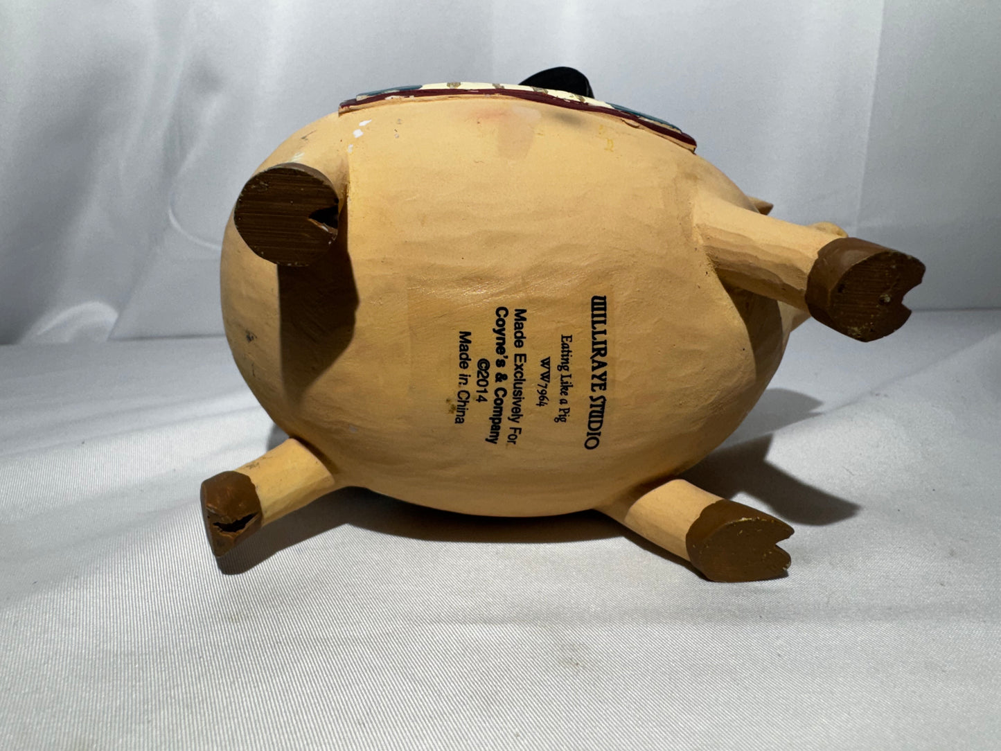 Williraye Studio Eating Like a Pig Folk Art Figurine Hand Painted