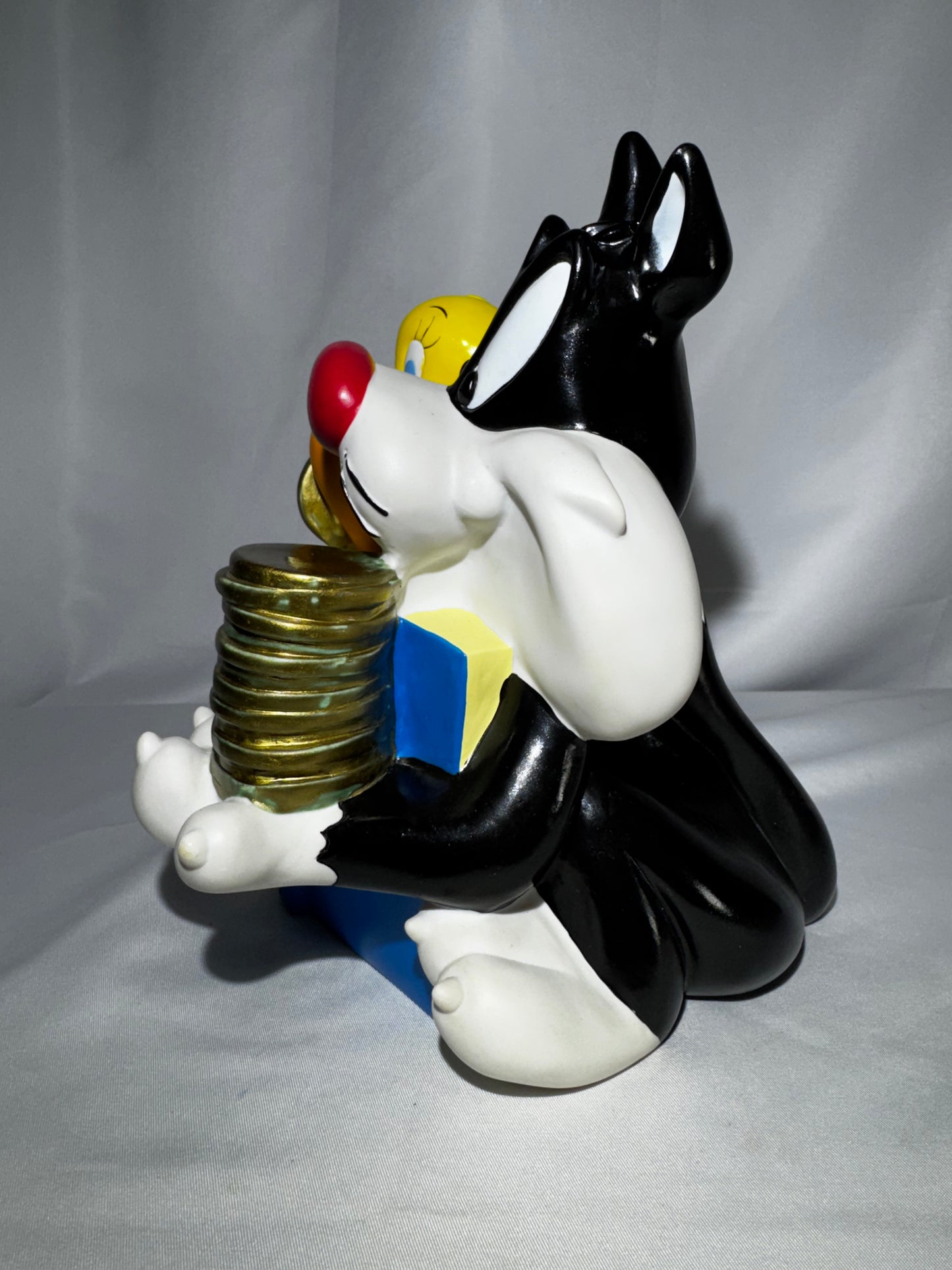 Vintage 1998 Warner Bros Looney Tunes Sylvester & Tweety Coin Bank Coin Collecting 8”