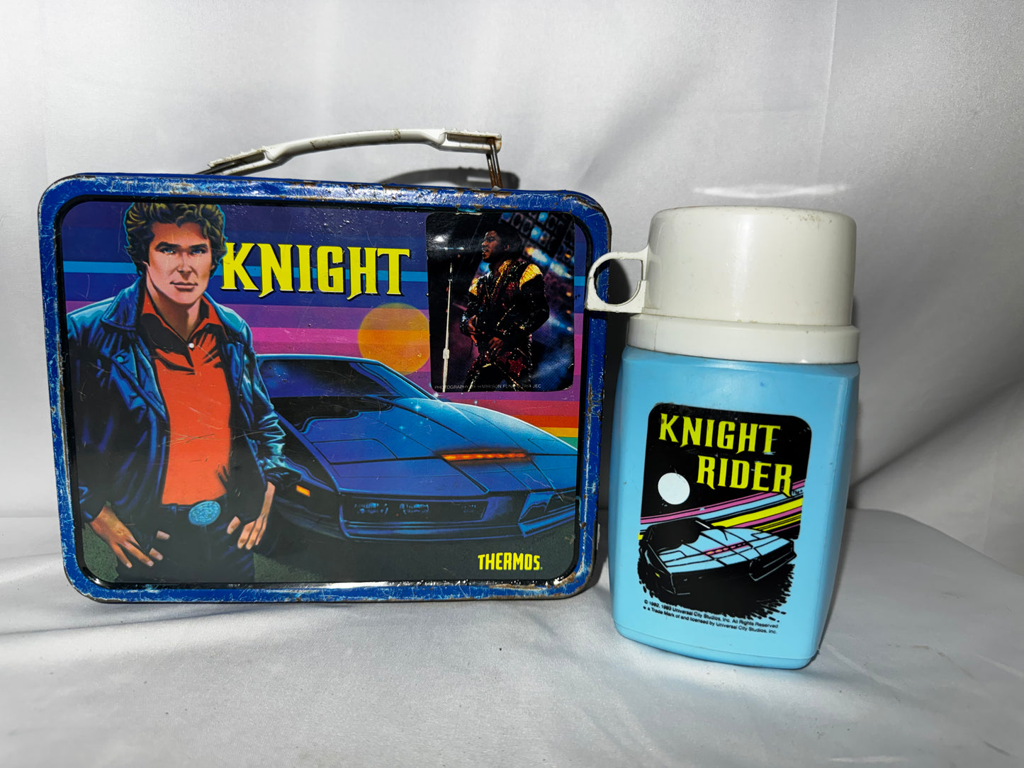 Vintage 1983 Knight Rider Metal Lunchbox – Thermos – David Hasselhoff & KITT