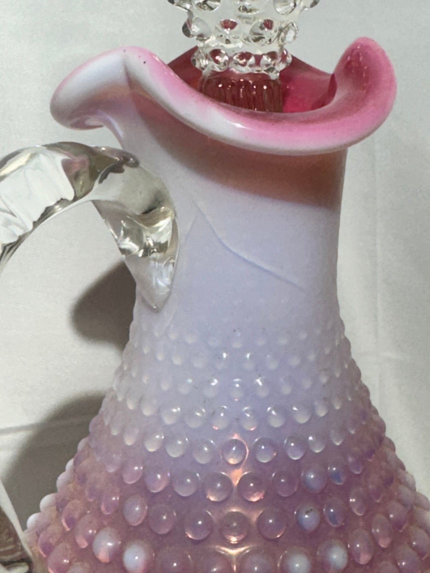Vintage Fenton Cranberry Hobnail Glass Wine Decanter with Stopper – Approx. 13” Tall