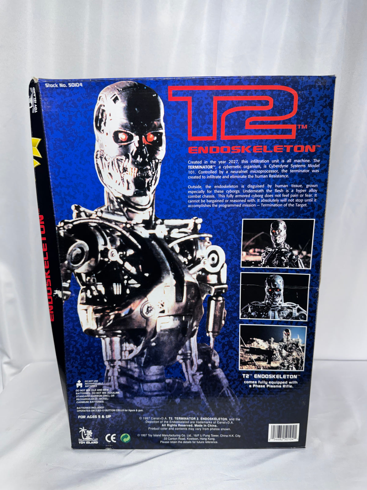 1997 Toy Island Terminator 2 T-800 Endoskeleton 15” Electronic Action Figure – Collector Super Classics – Original Box – Untested