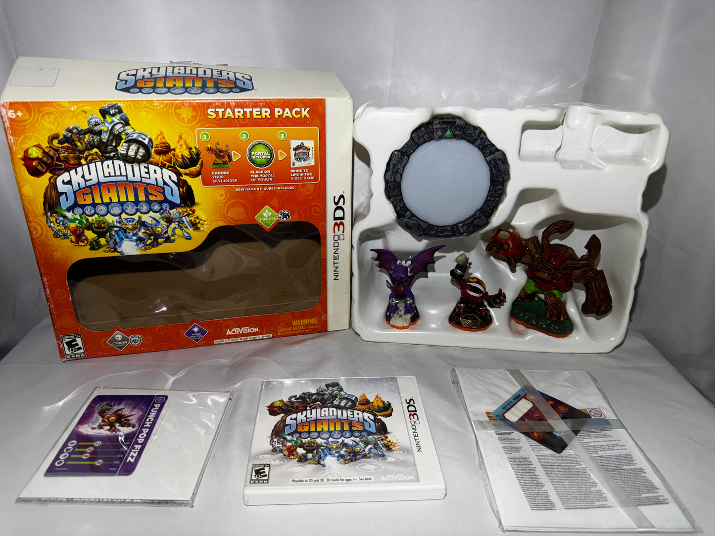 Skylanders Giants Starter Pack Nintendo 3DS Cynder Pop Fizz Tree Rex Sealed Extras